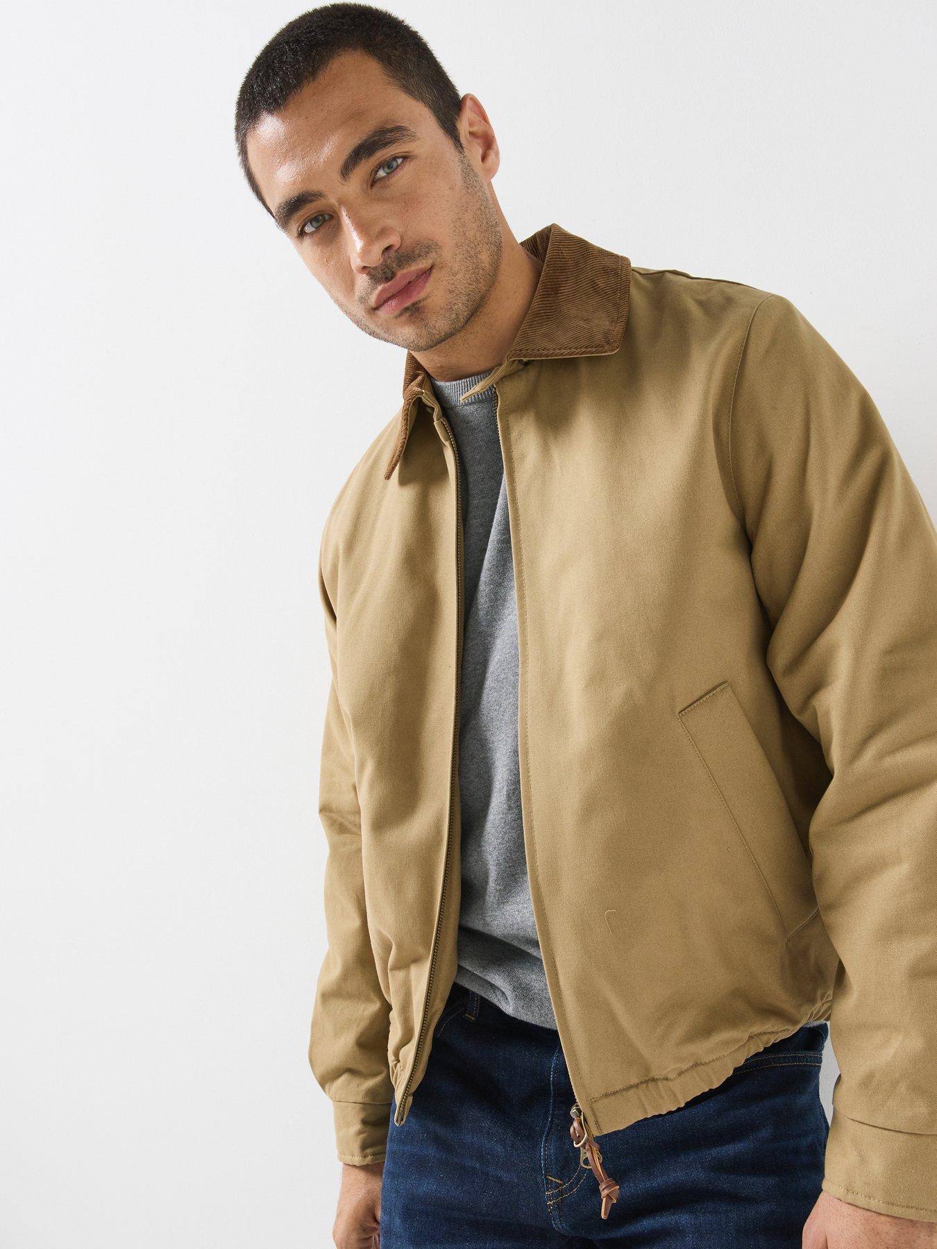 Image 5 of 5 of GANT Mens Cord Collar Zip Through Harrington Jacket - Beige
