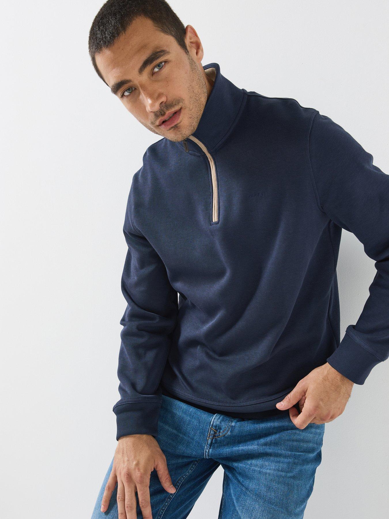 GANT Gant Sacker Rib Half Zip Sweat - Navy