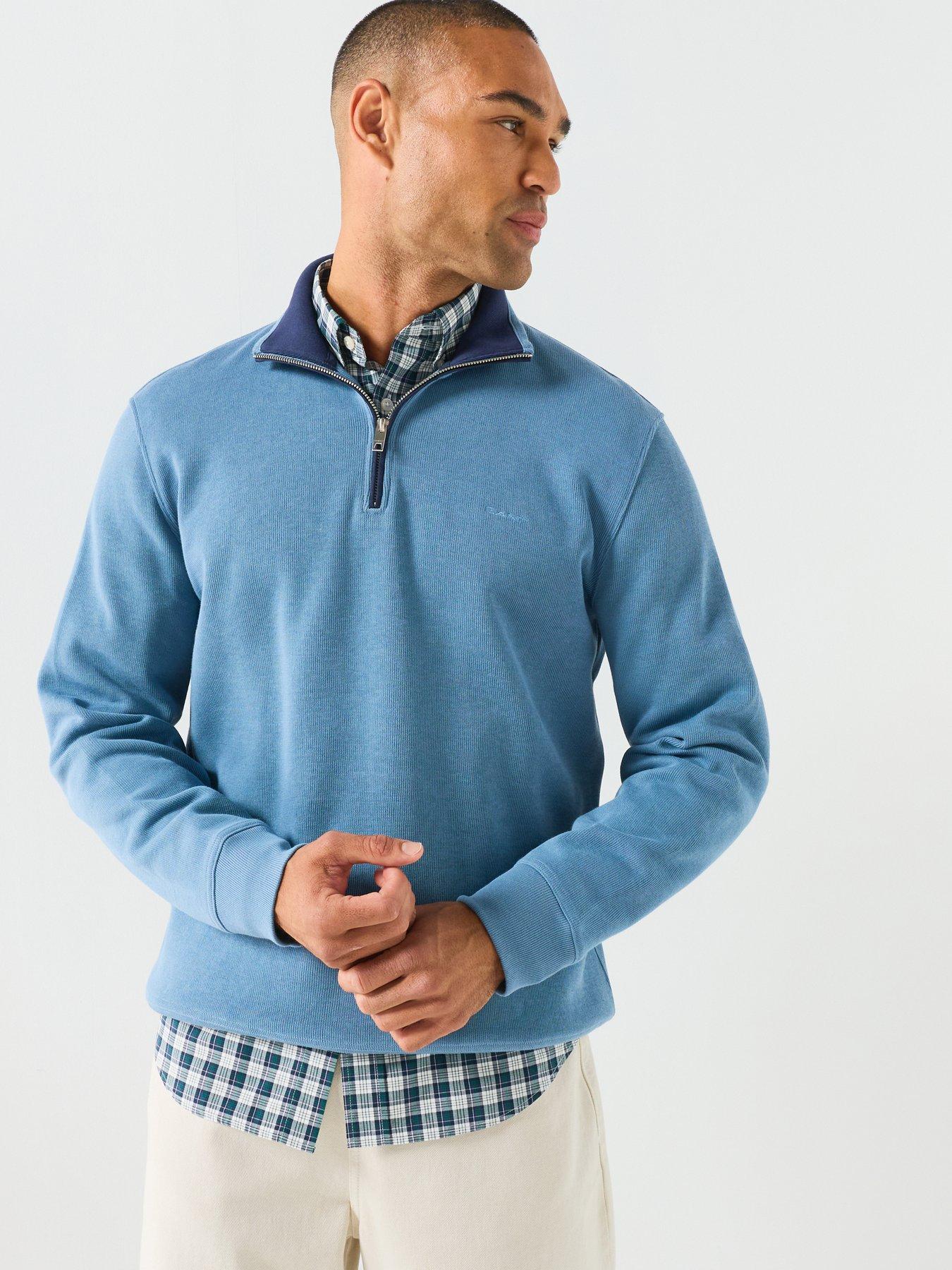 Image 1 of 5 of GANT Sacker Rib Half Zip Sweatshirt - Blue