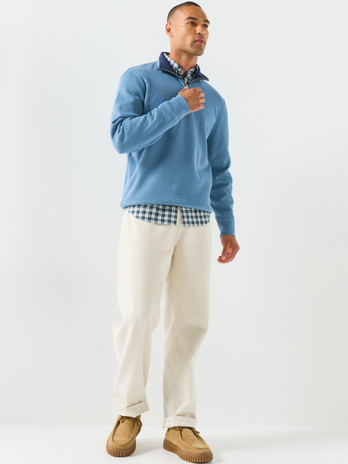 Image 3 of 5 of GANT Sacker Rib Half Zip Sweatshirt - Blue