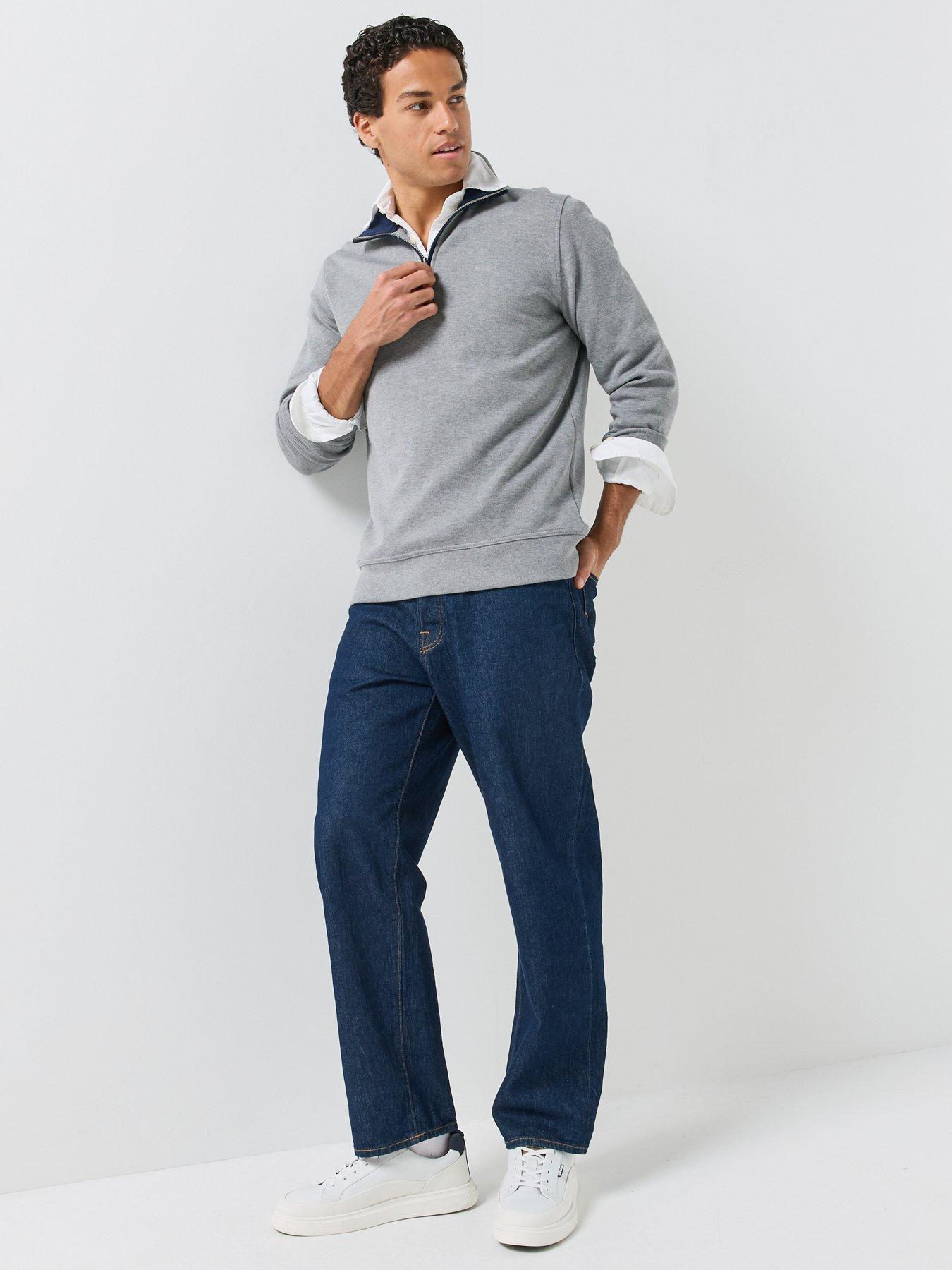 Image 3 of 6 of GANT Gant Sacker Rip Half Zip Sweat - Grey