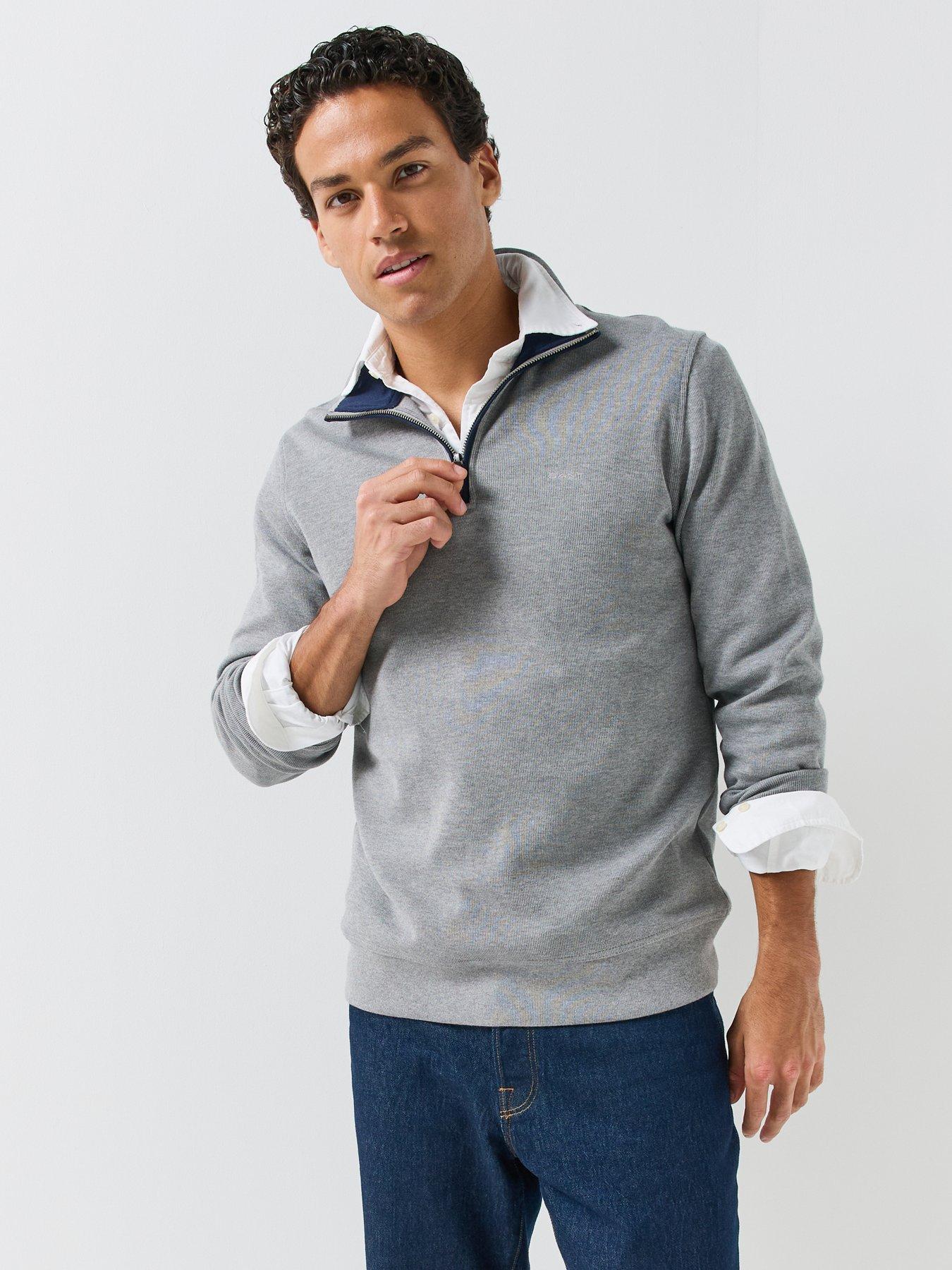 Image 5 of 6 of GANT Gant Sacker Rip Half Zip Sweat - Grey