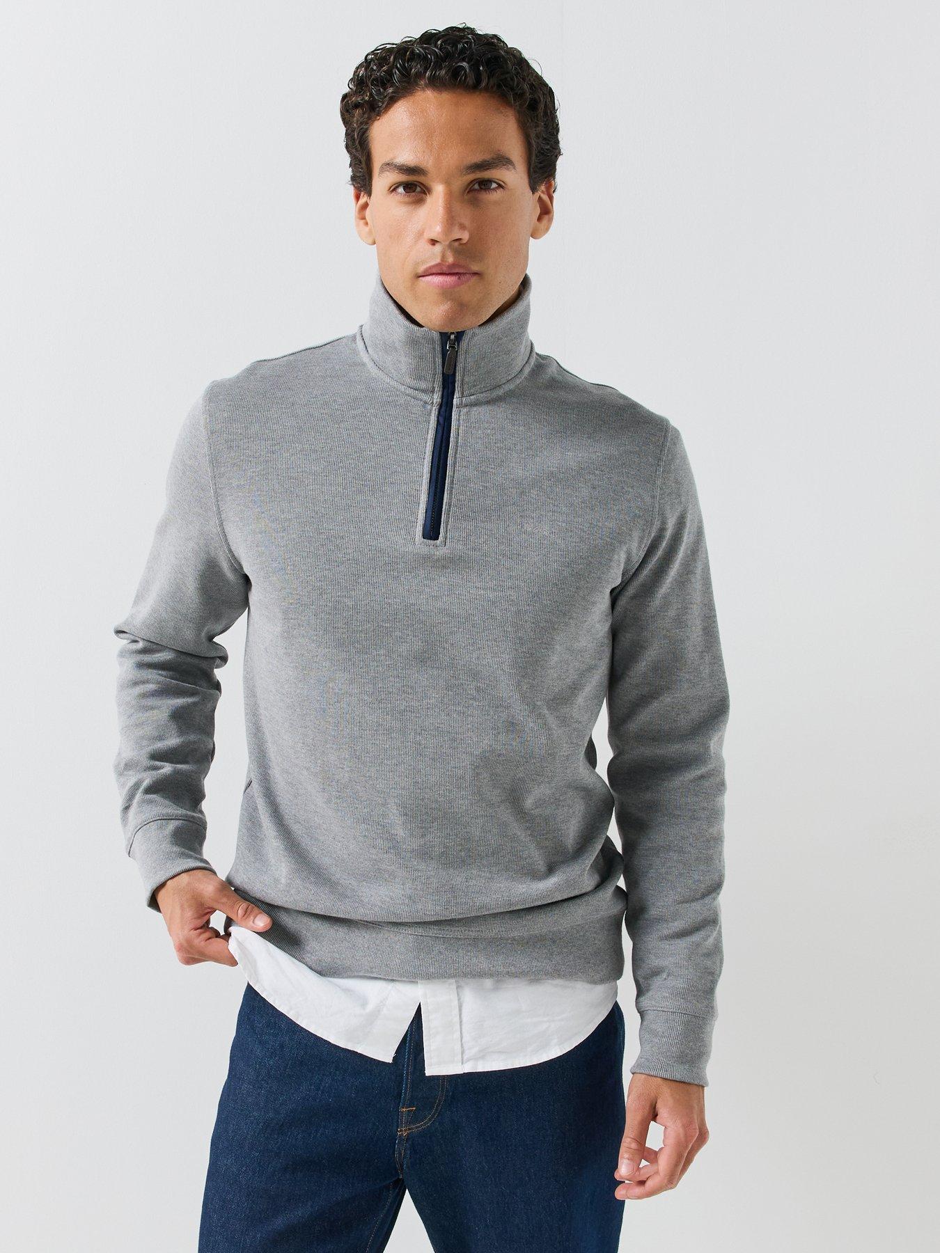 Image 6 of 6 of GANT Gant Sacker Rip Half Zip Sweat - Grey