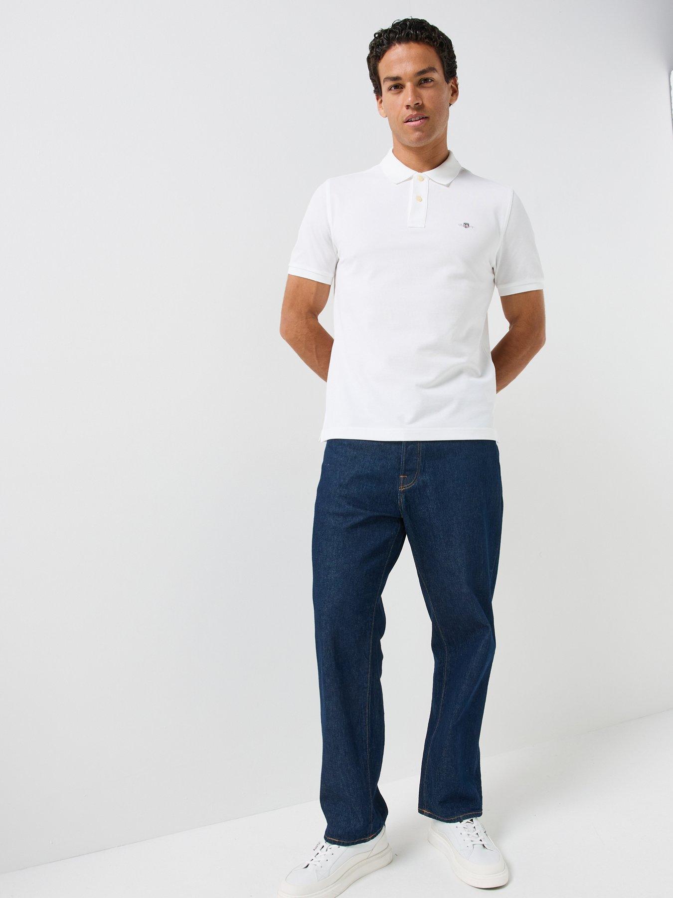Image 3 of 5 of GANT Regular Fit Shield Short Sleeve Pique Polo Shirt - White