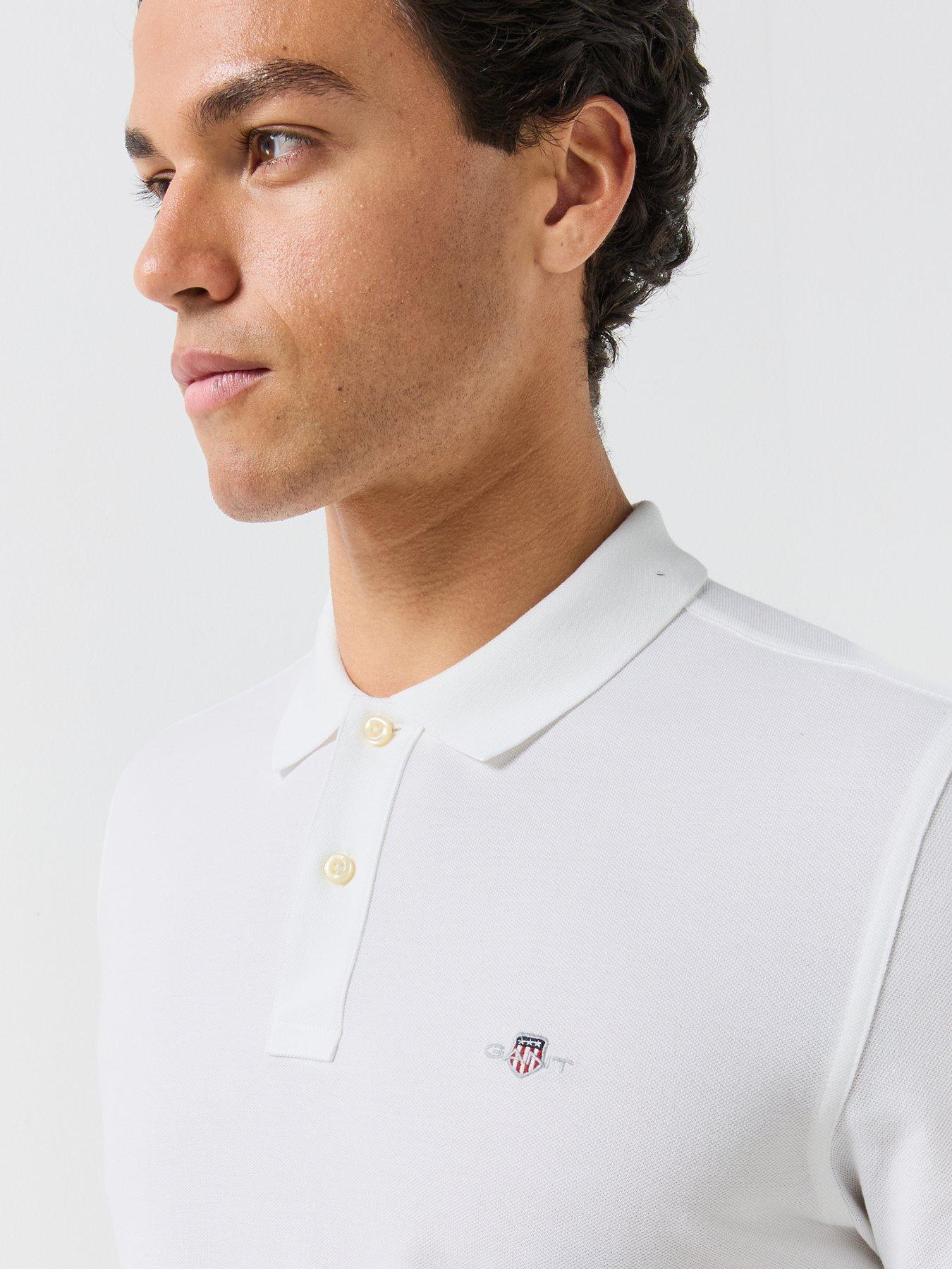 Image 4 of 5 of GANT Regular Fit Shield Short Sleeve Pique Polo Shirt - White