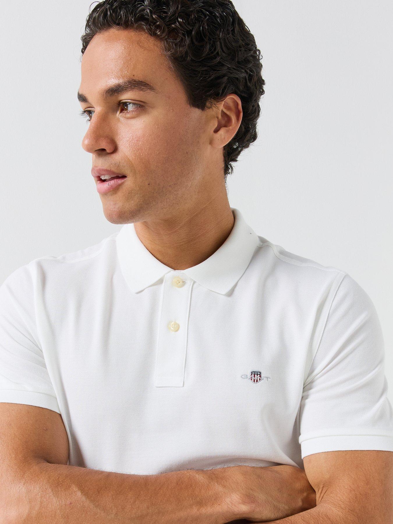 Image 5 of 5 of GANT Regular Fit Shield Short Sleeve Pique Polo Shirt - White