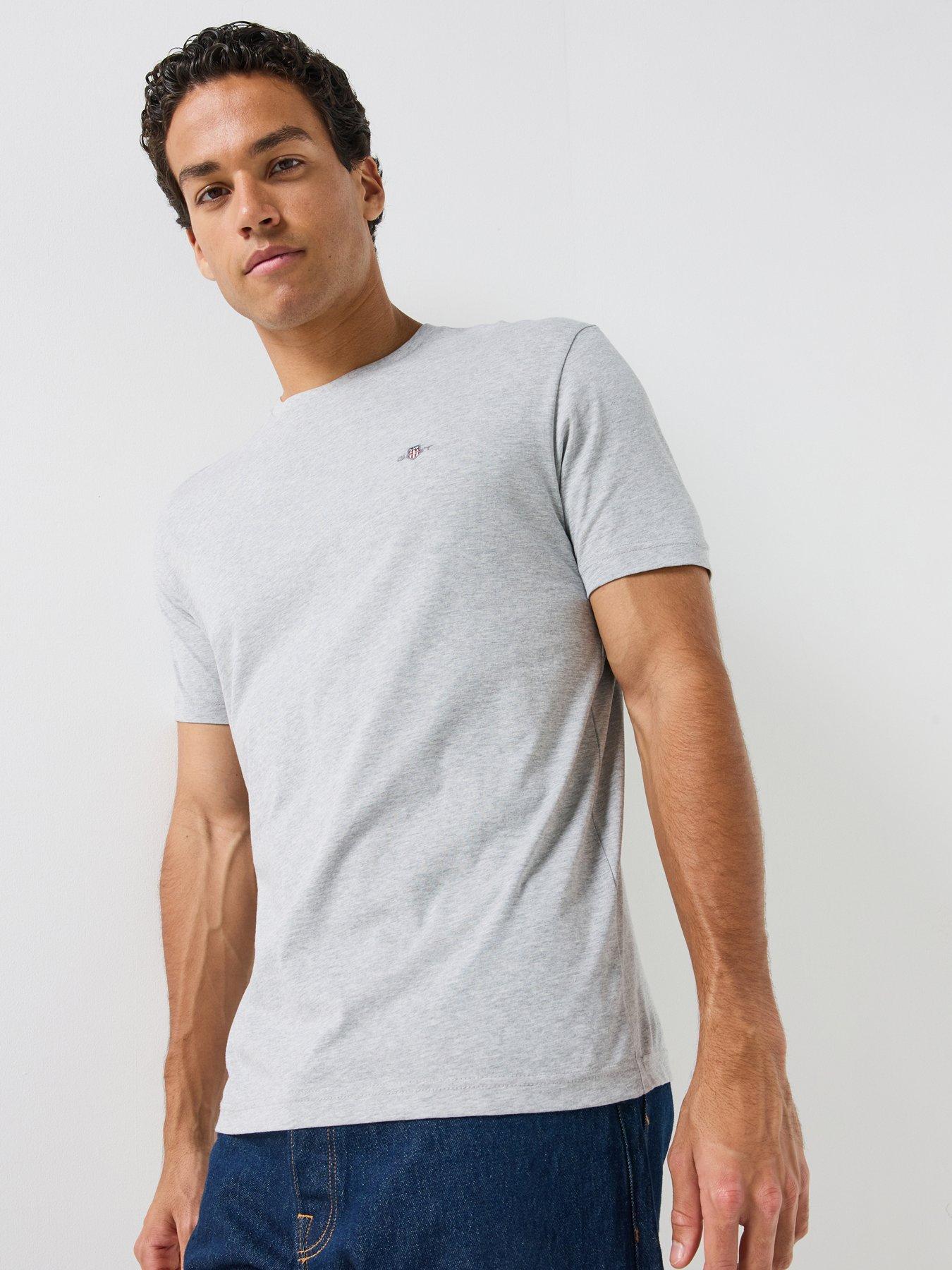 Image 1 of 6 of GANT Regular Fit Short Sleeve Shield T-shirt - Grey