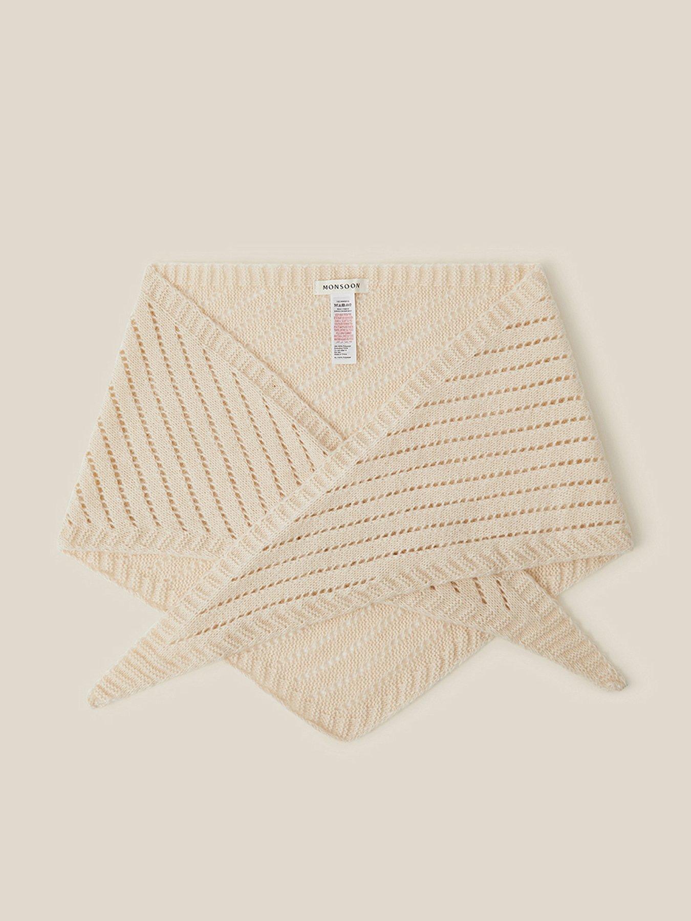 Image 1 of 2 of Monsoon Monsoon Perl Pointelle Scarf - Cream