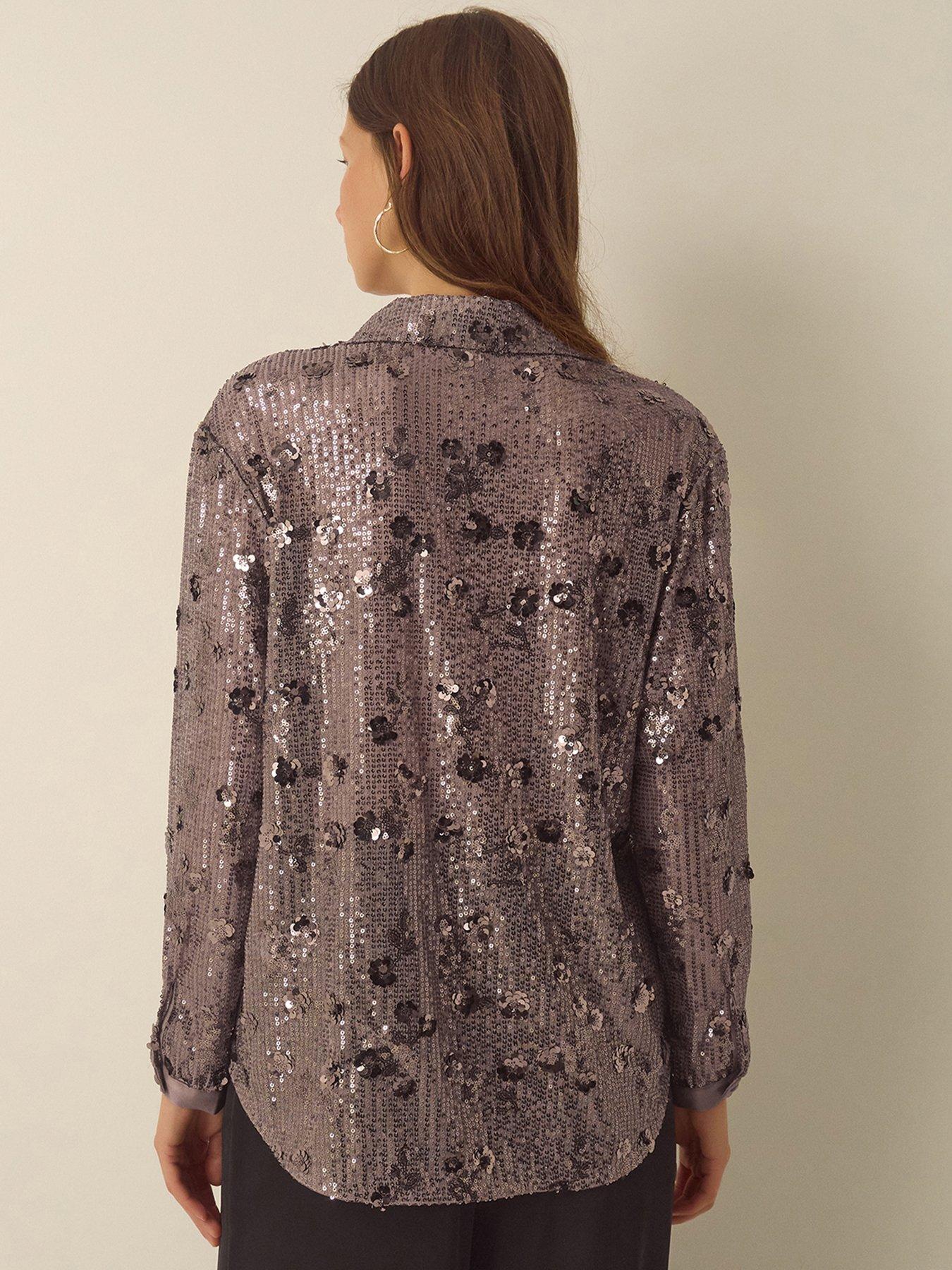 Image 3 of 6 of Monsoon Monsoon Seema Sequin Shirt - Brown