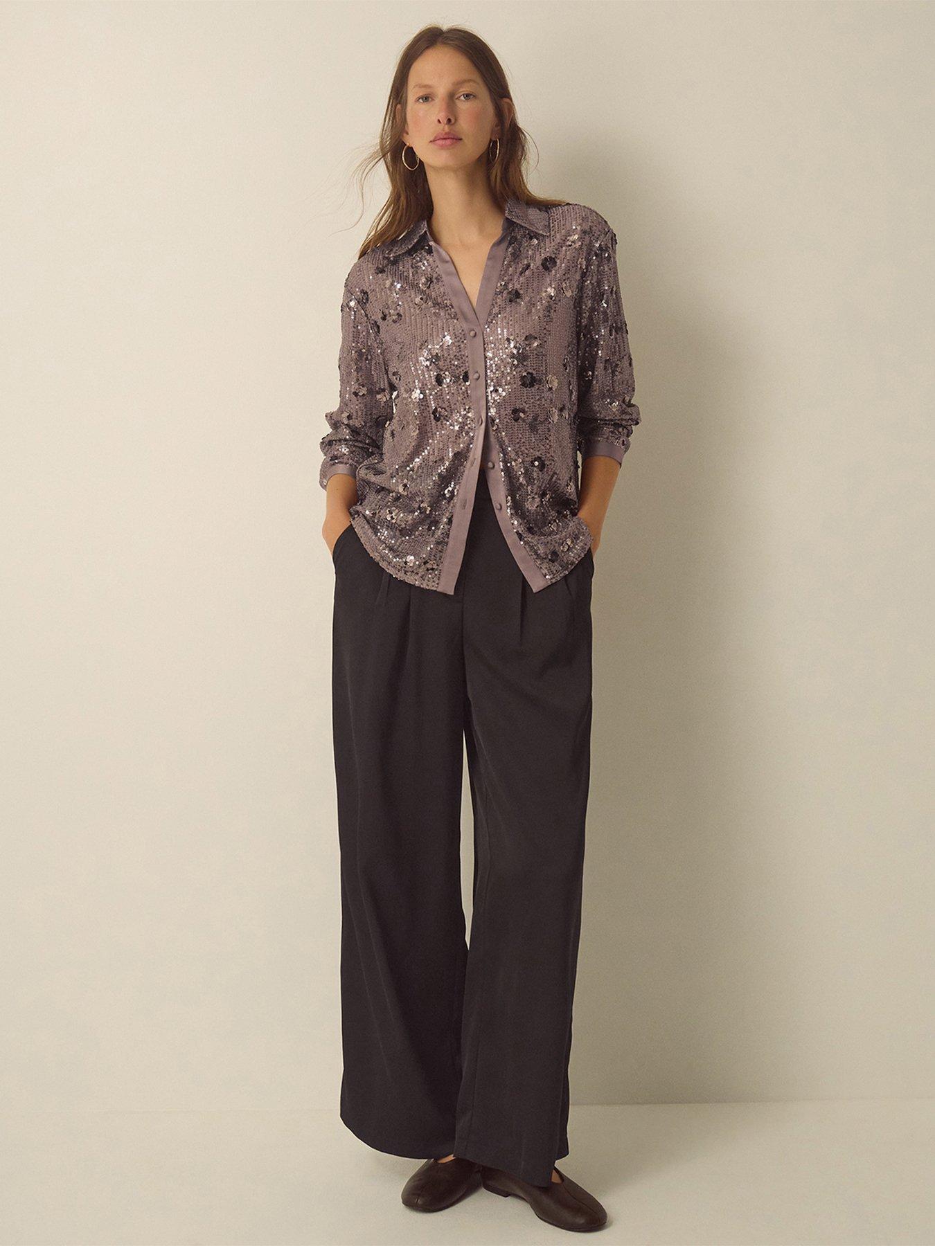 Image 5 of 6 of Monsoon Monsoon Seema Sequin Shirt - Brown