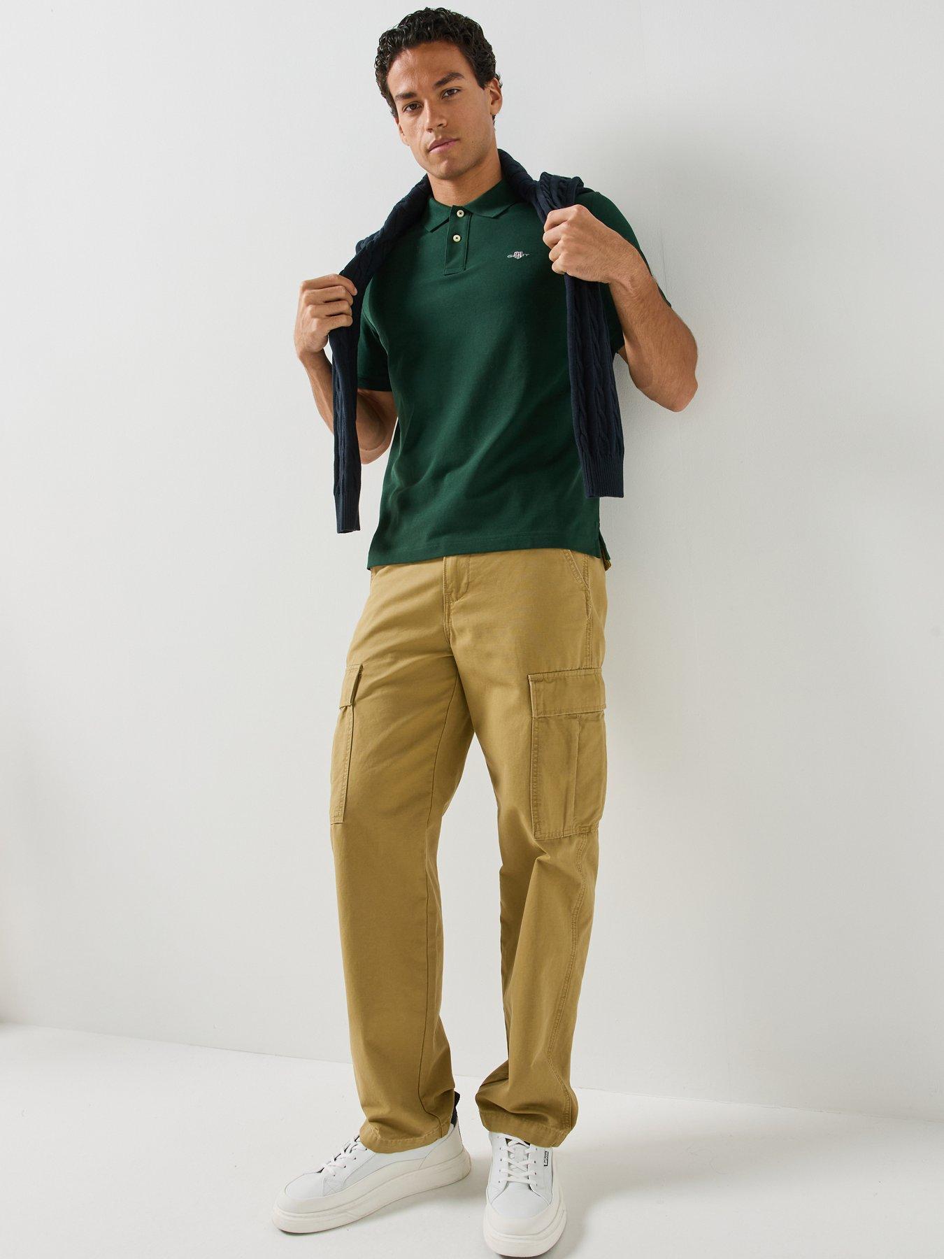 Image 3 of 6 of GANT Regular Fit Shield Short Sleeve Pique Polo Shirt - Green