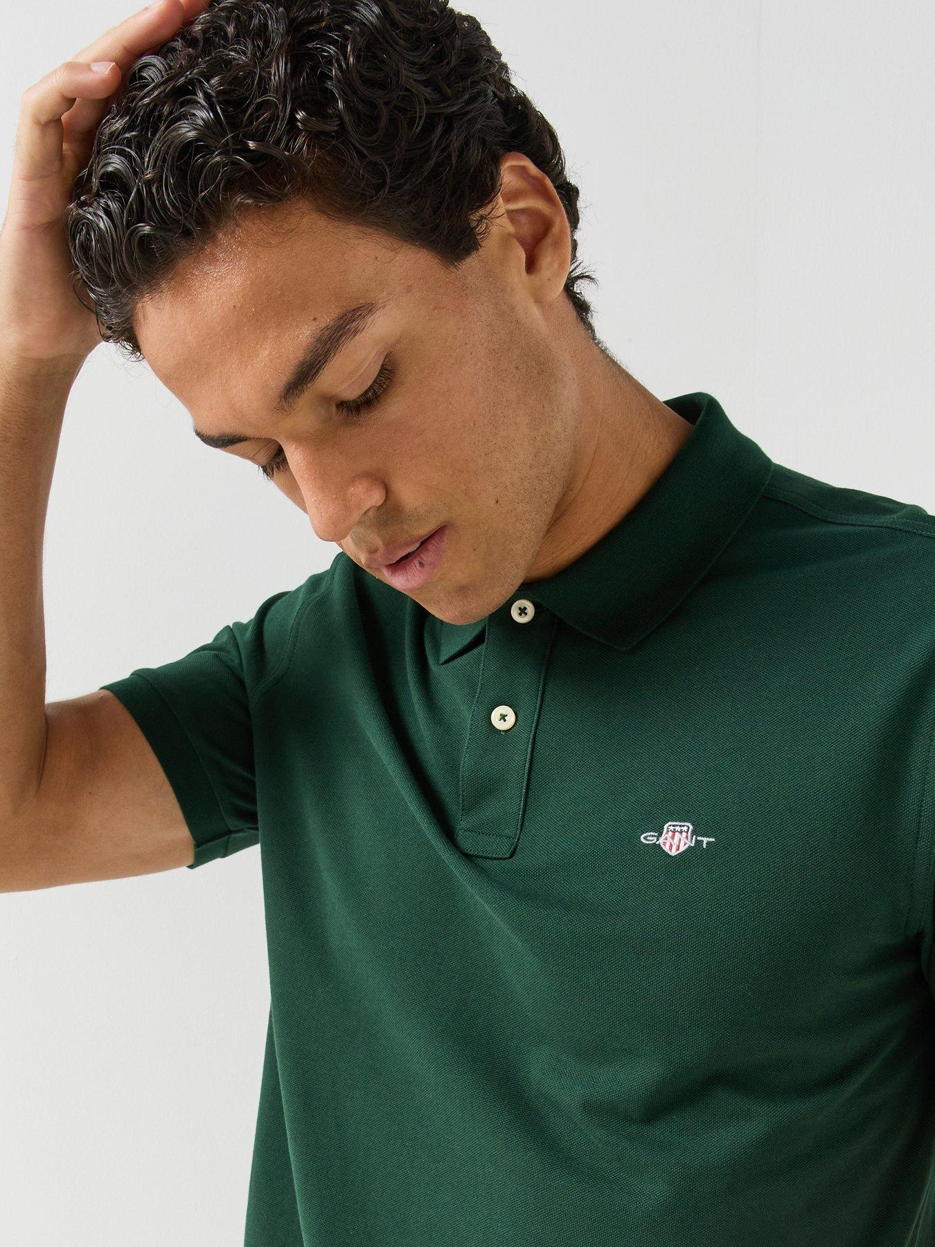 Image 4 of 6 of GANT Regular Fit Shield Short Sleeve Pique Polo Shirt - Green