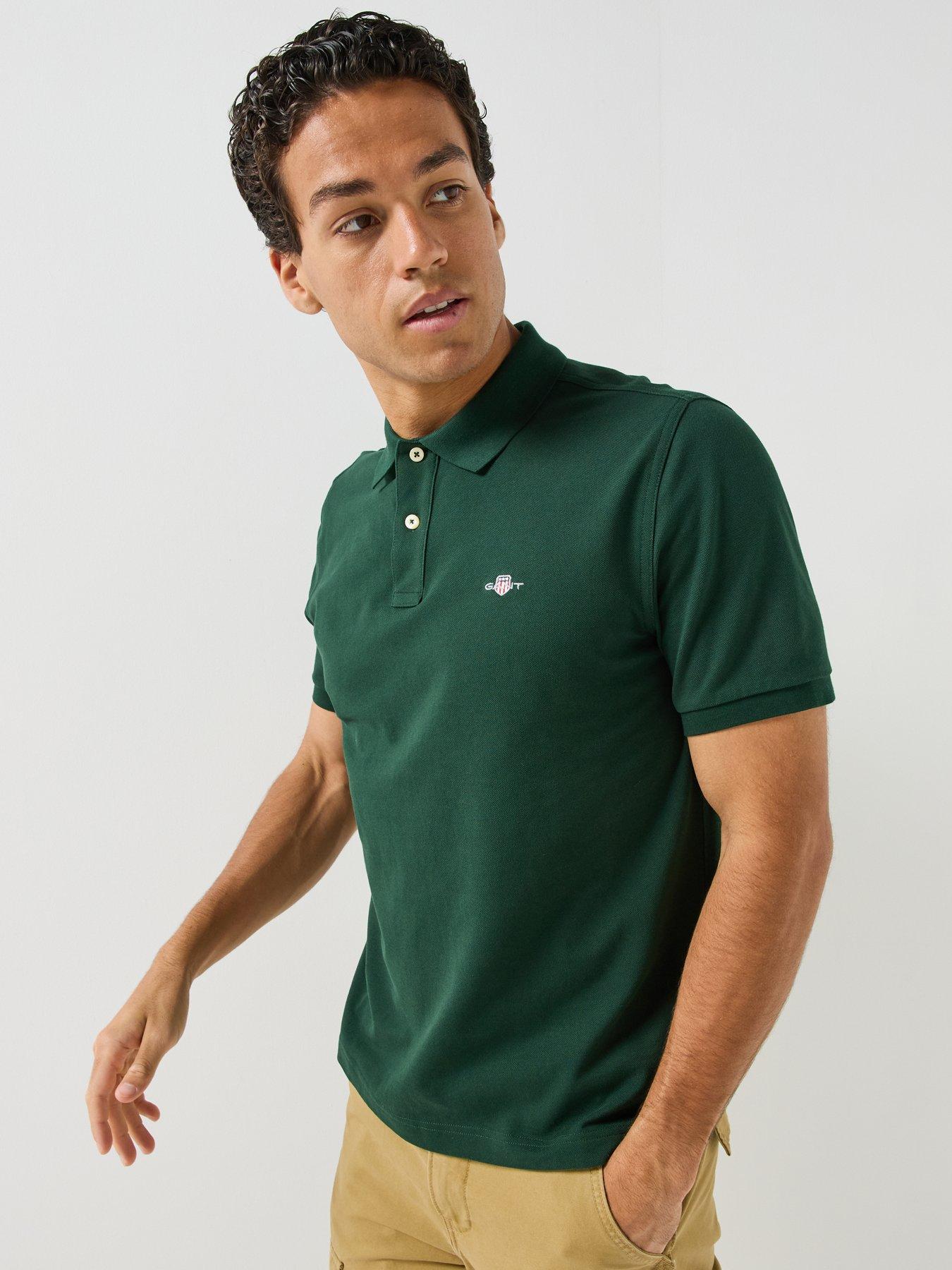 Image 5 of 6 of GANT Regular Fit Shield Short Sleeve Pique Polo Shirt - Green