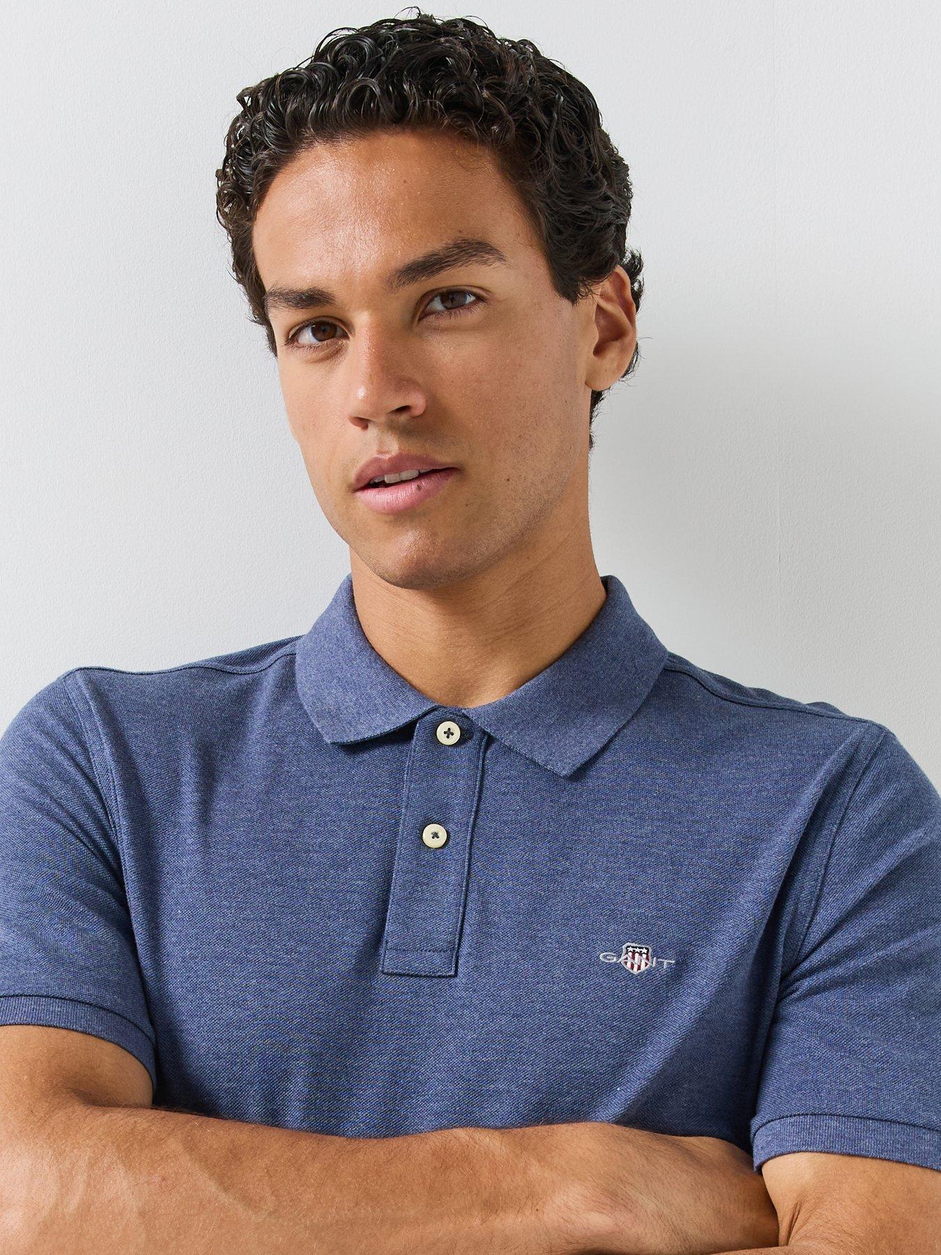 Image 4 of 6 of GANT Regular Fit Shield Short Sleeve Pique Polo Shirt - Navy