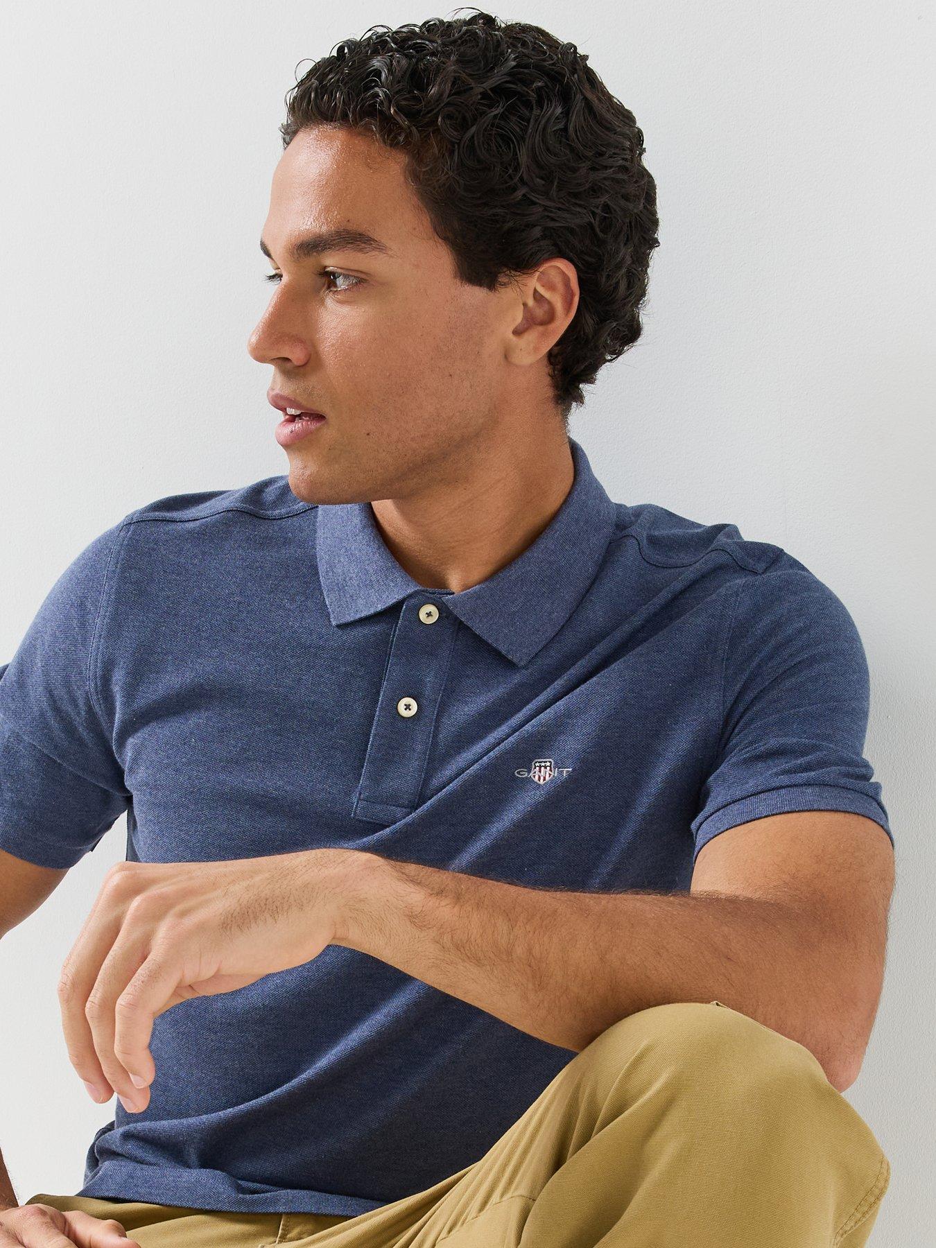Image 5 of 6 of GANT Regular Fit Shield Short Sleeve Pique Polo Shirt - Navy