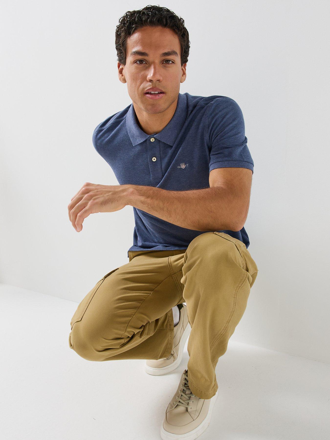 Image 6 of 6 of GANT Regular Fit Shield Short Sleeve Pique Polo Shirt - Navy