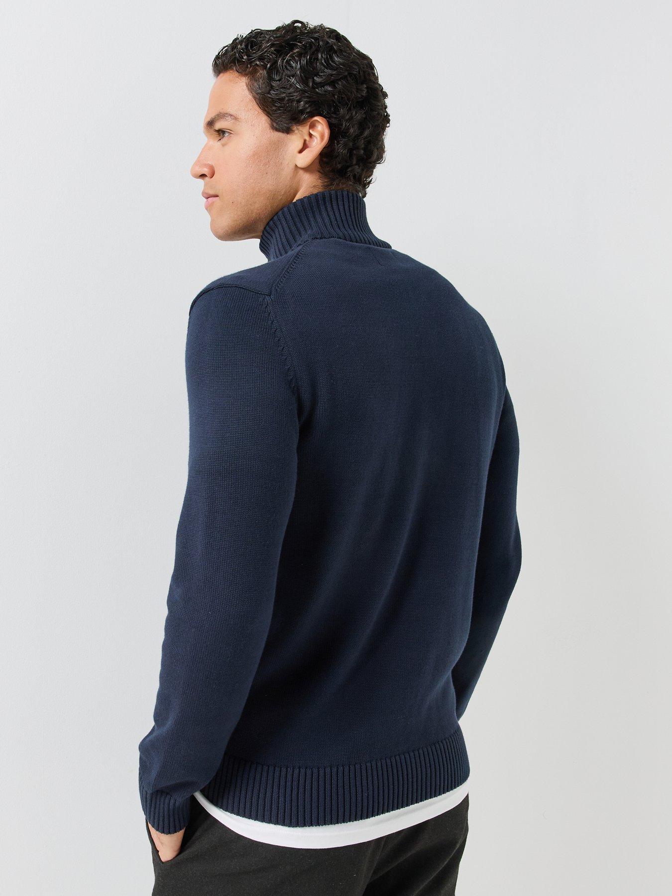 Image 2 of 6 of GANT Mens Half Zip Cotton Knitted Jumper - Navy