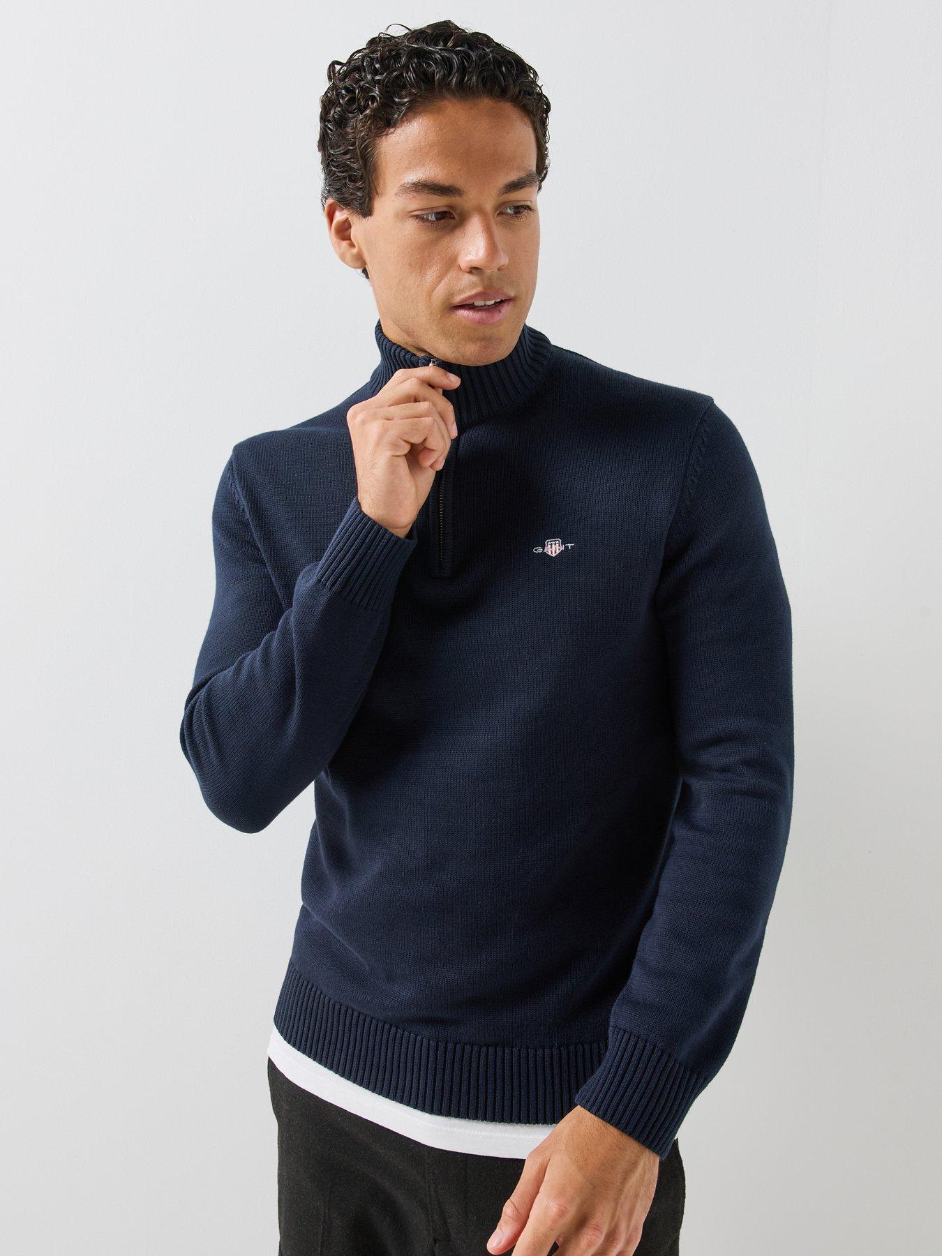 Image 6 of 6 of GANT Mens Half Zip Cotton Knitted Jumper - Navy