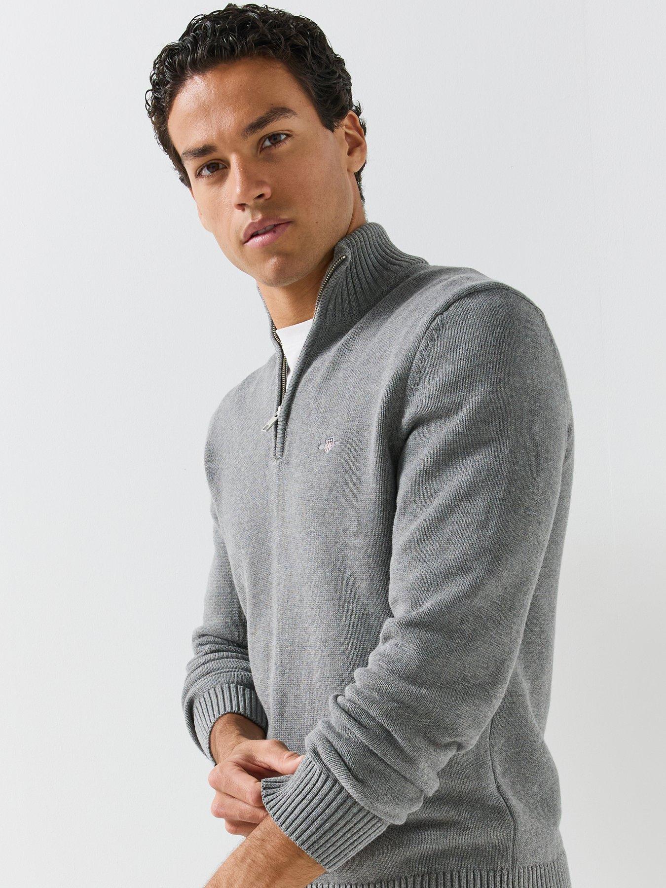 Image 4 of 6 of GANT Cotton Half Zip Knitted Jumper - Grey