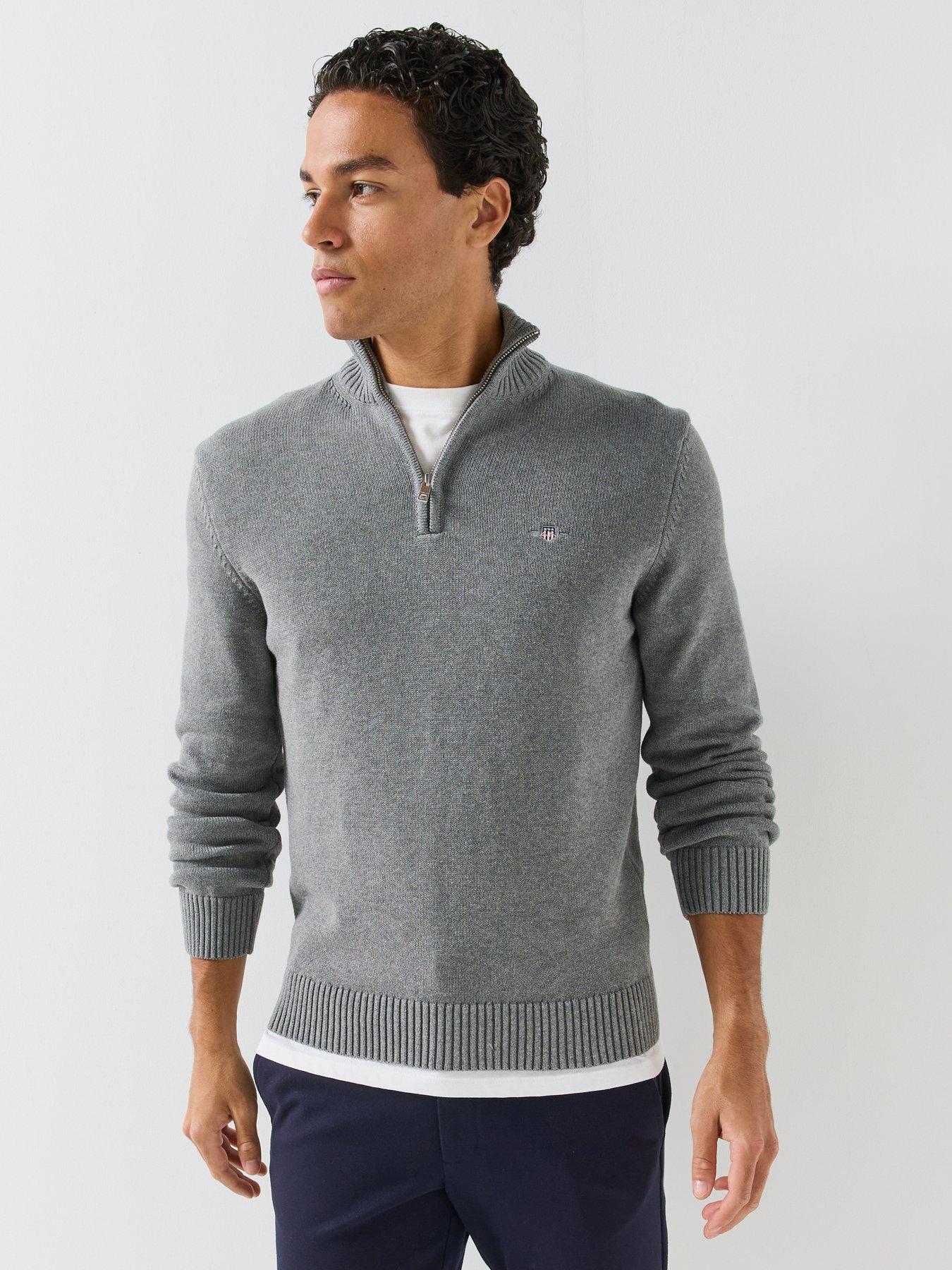 Image 5 of 6 of GANT Cotton Half Zip Knitted Jumper - Grey