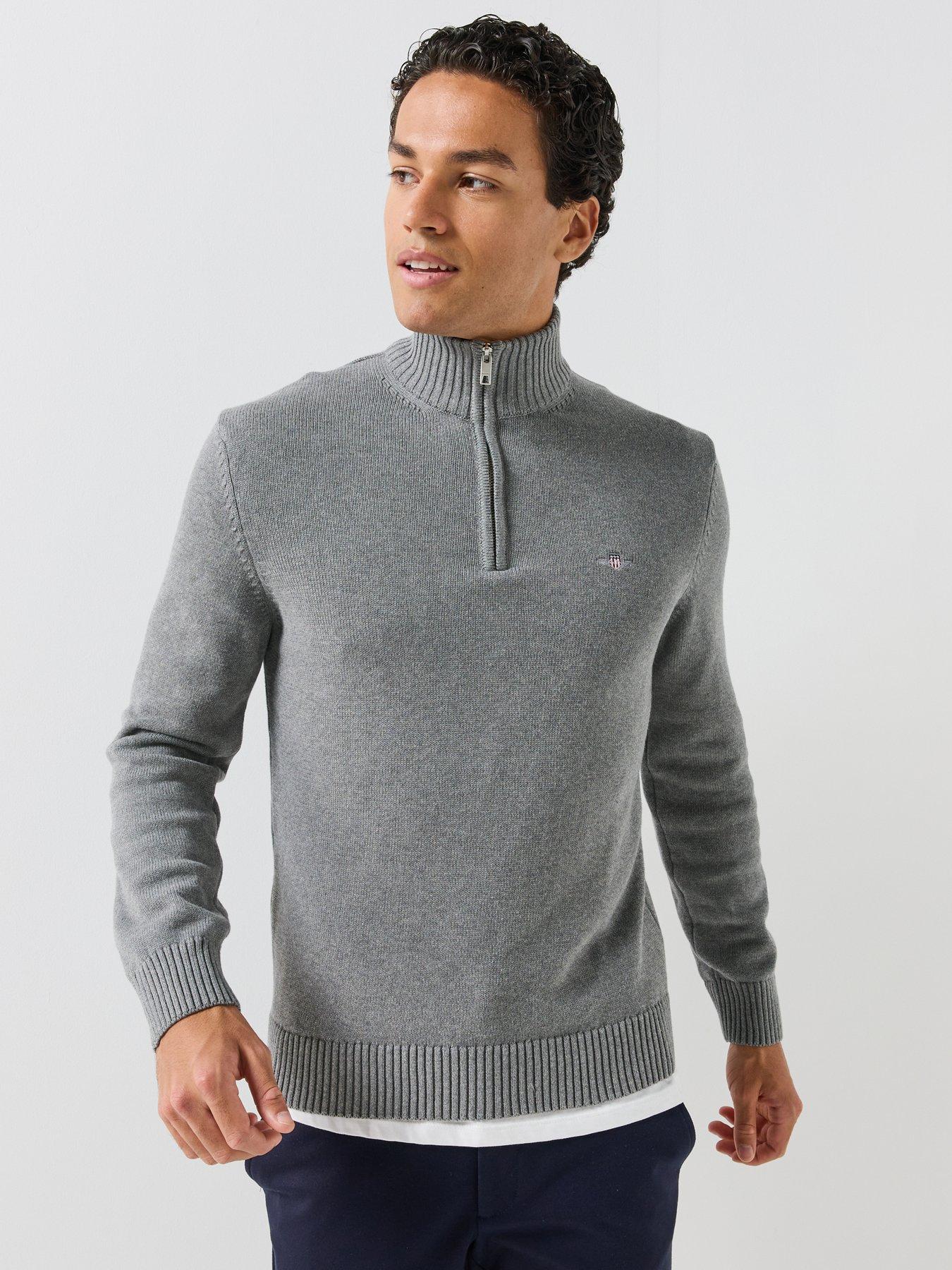 Image 6 of 6 of GANT Cotton Half Zip Knitted Jumper - Grey