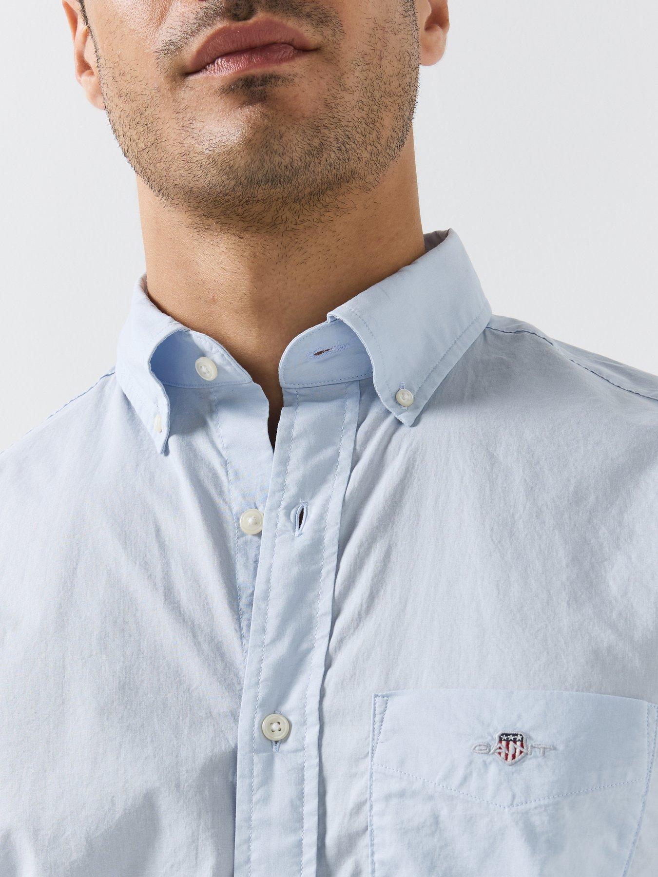 Image 4 of 5 of GANT Gant Regular Fit Long Sleeve Poplin Shirt - Light Blue