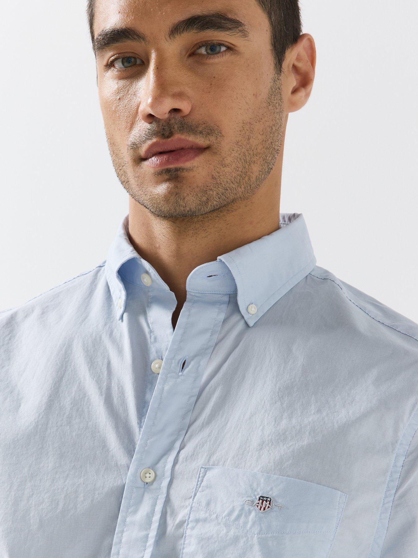 Image 5 of 5 of GANT Gant Regular Fit Long Sleeve Poplin Shirt - Light Blue