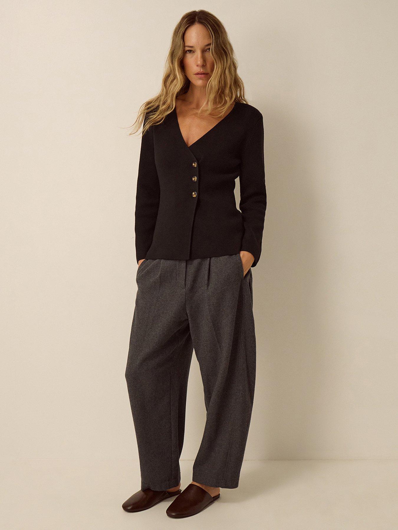 Image 3 of 5 of Monsoon Womens Wrap V-Neck Asymmetric Button Cardigan - Black