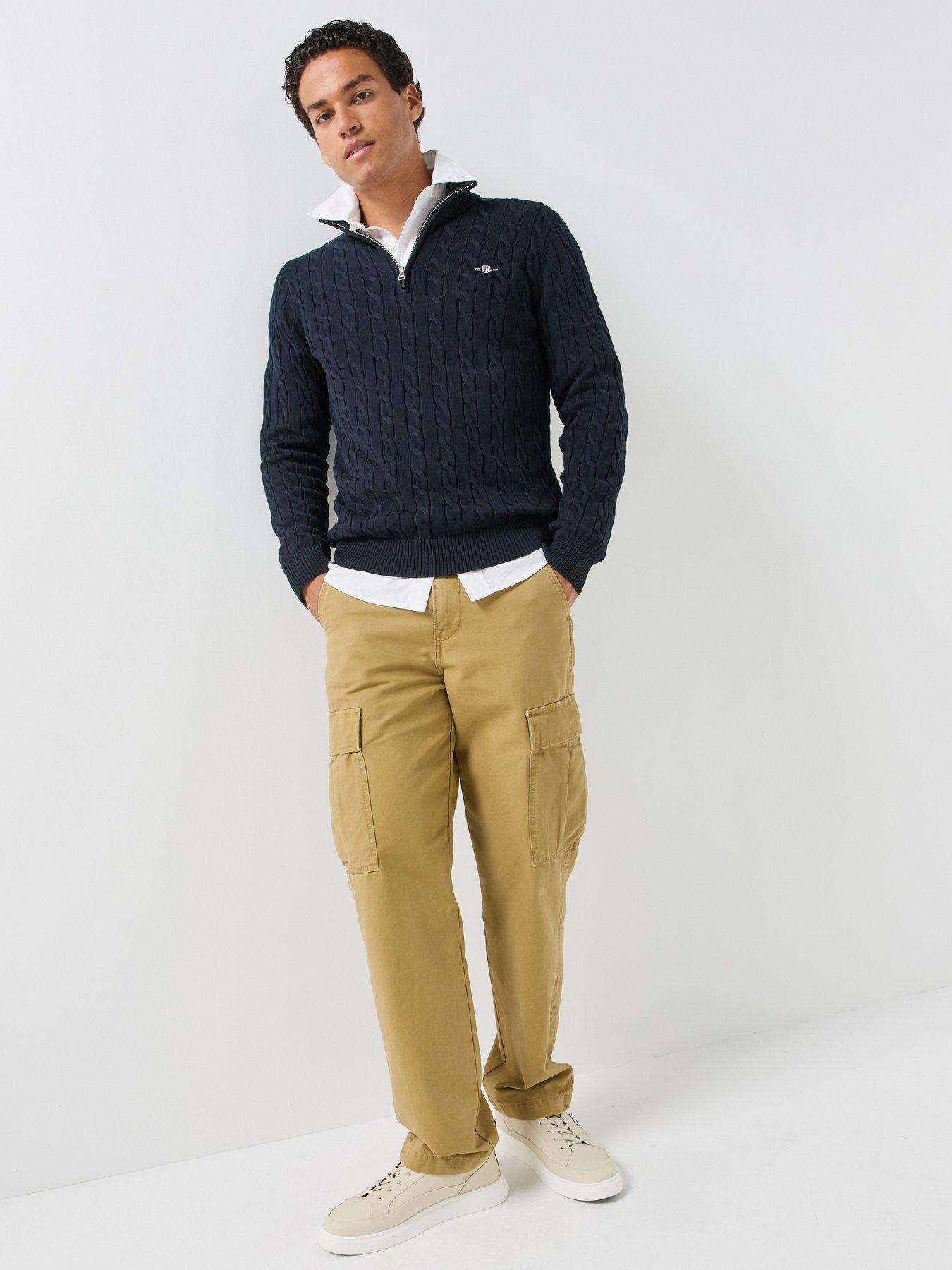 Image 3 of 6 of GANT Gant Cotton Cable Half Zip Knitted Jumper - Navy