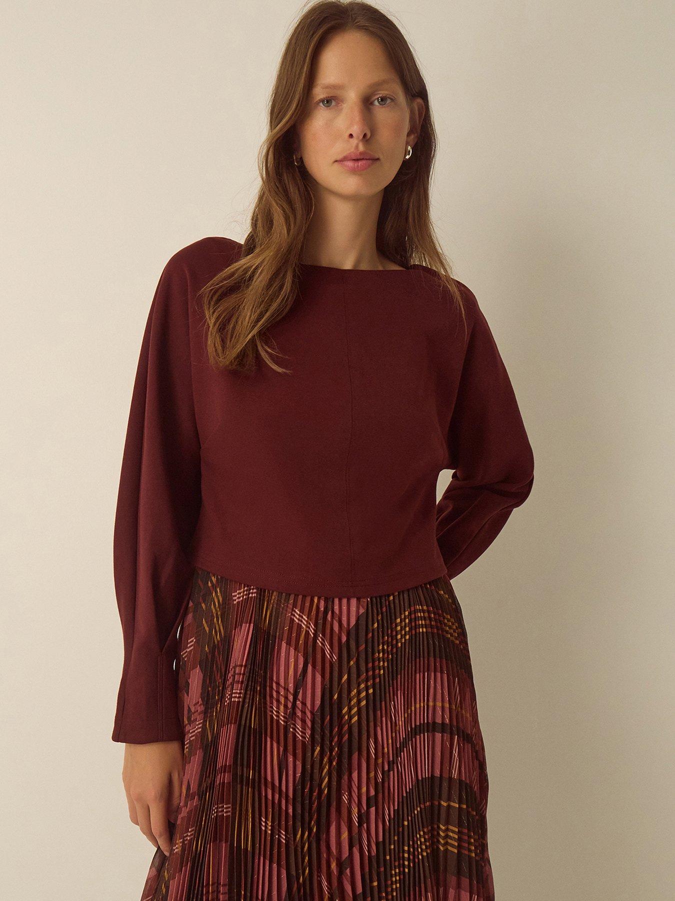 Image 5 of 5 of Monsoon Womens Melinda Check Pleated Midi Dress - Red