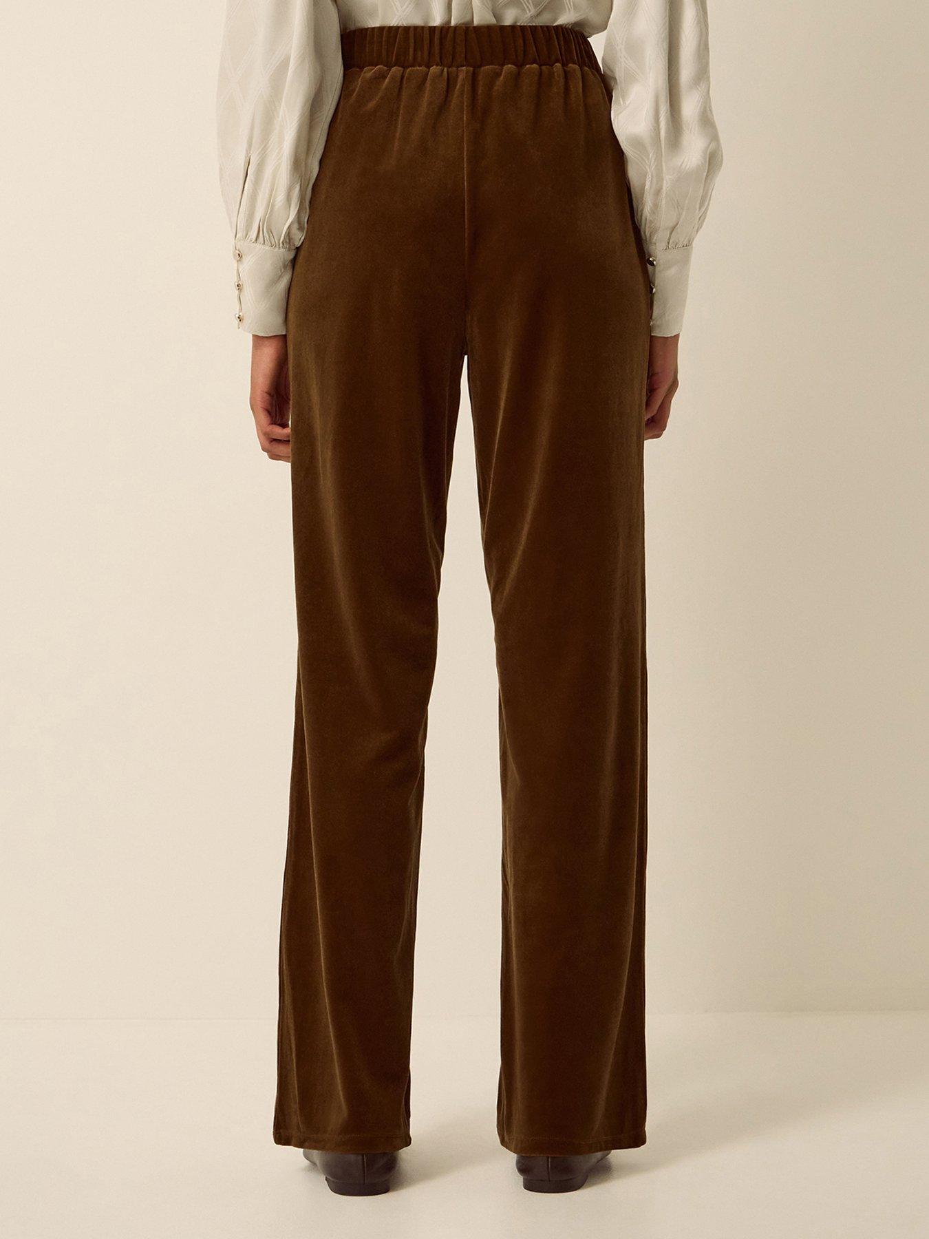 Image 2 of 5 of Monsoon Womens Mila Straight Leg Velvet Trousers - Green