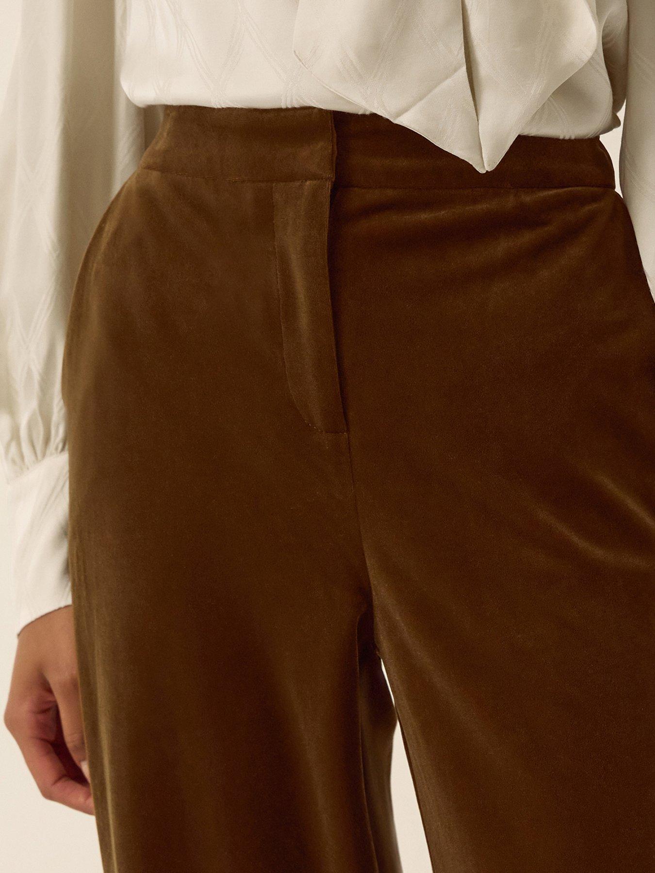 Image 4 of 5 of Monsoon Womens Mila Straight Leg Velvet Trousers - Green
