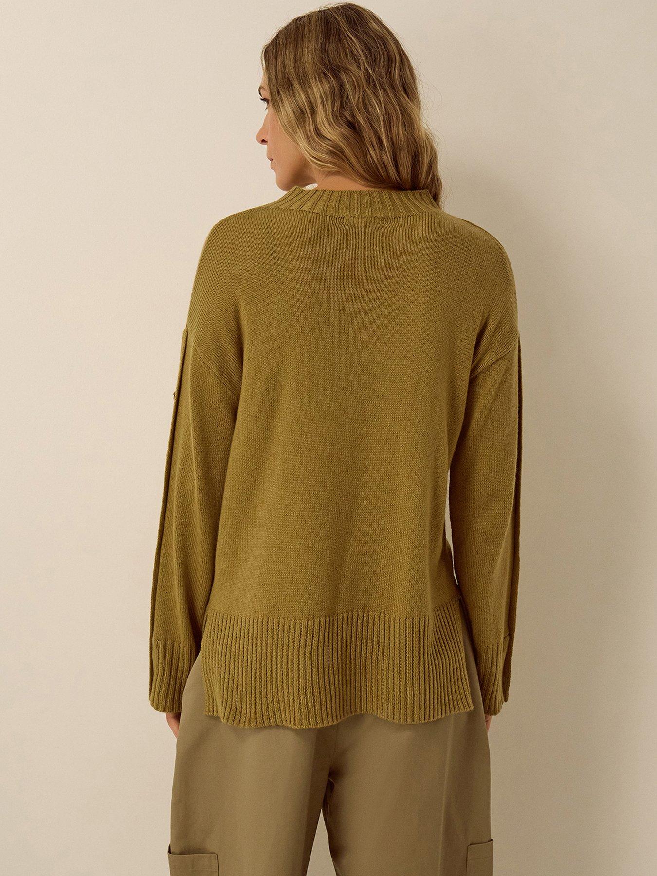 Image 2 of 5 of Monsoon Womens Bree Button Sleeve Relaxed Jumper - Yellow