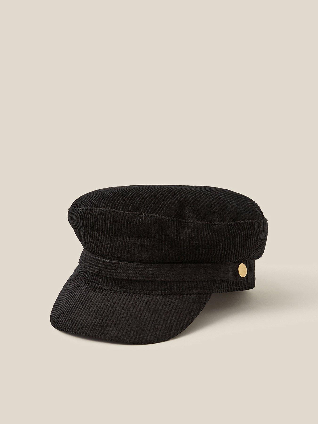 Image 1 of 3 of Monsoon Monsoon Lana Cord Baker Boy Hat - Black