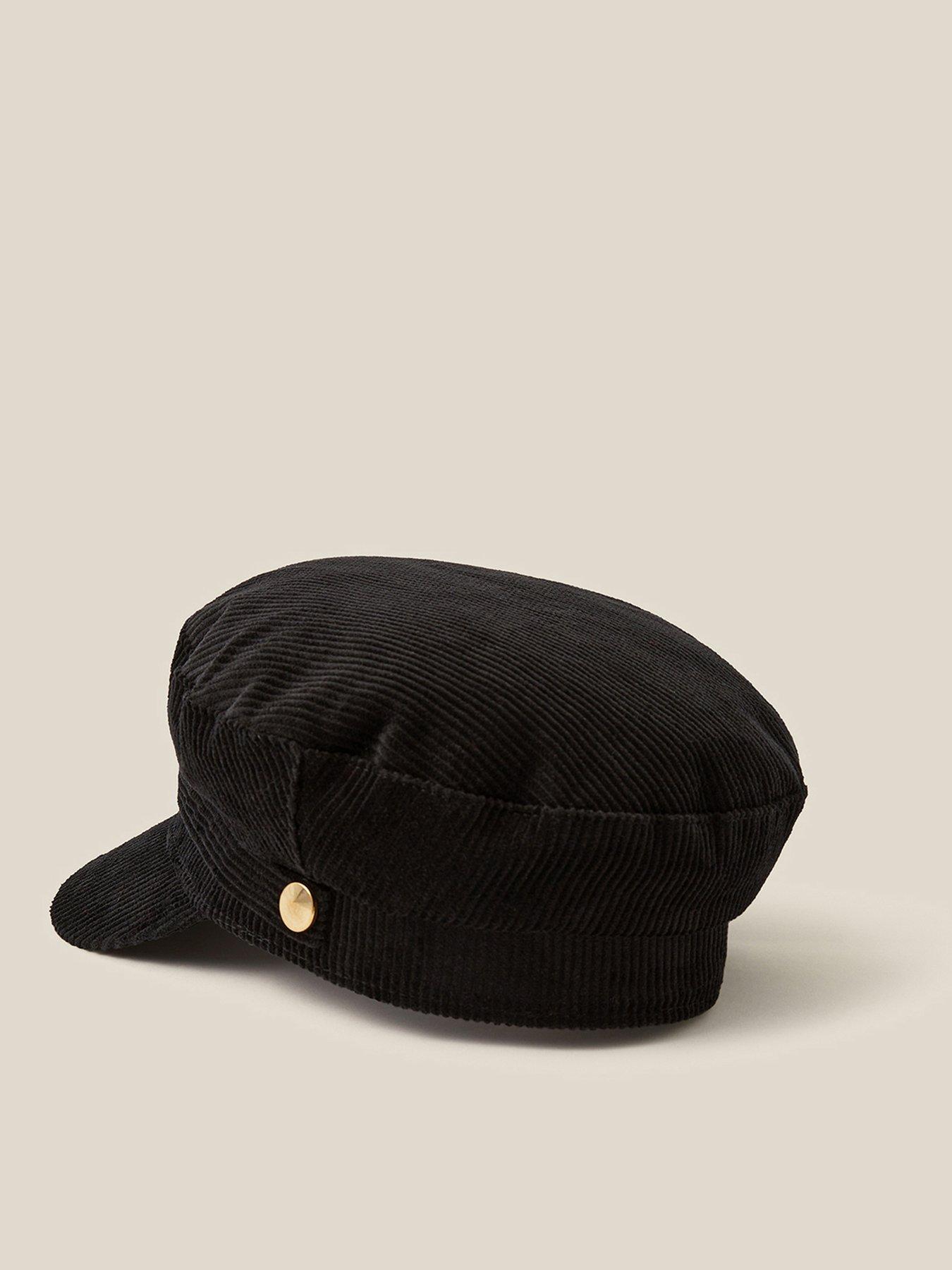 Image 2 of 3 of Monsoon Monsoon Lana Cord Baker Boy Hat - Black