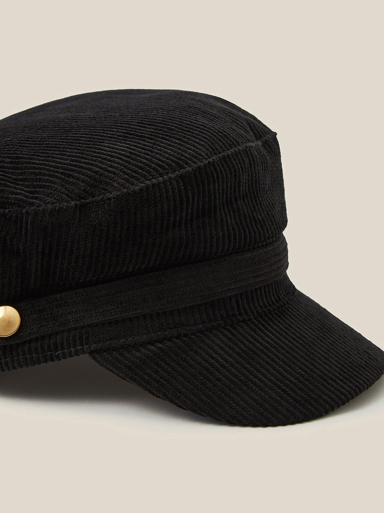 Image 3 of 3 of Monsoon Monsoon Lana Cord Baker Boy Hat - Black
