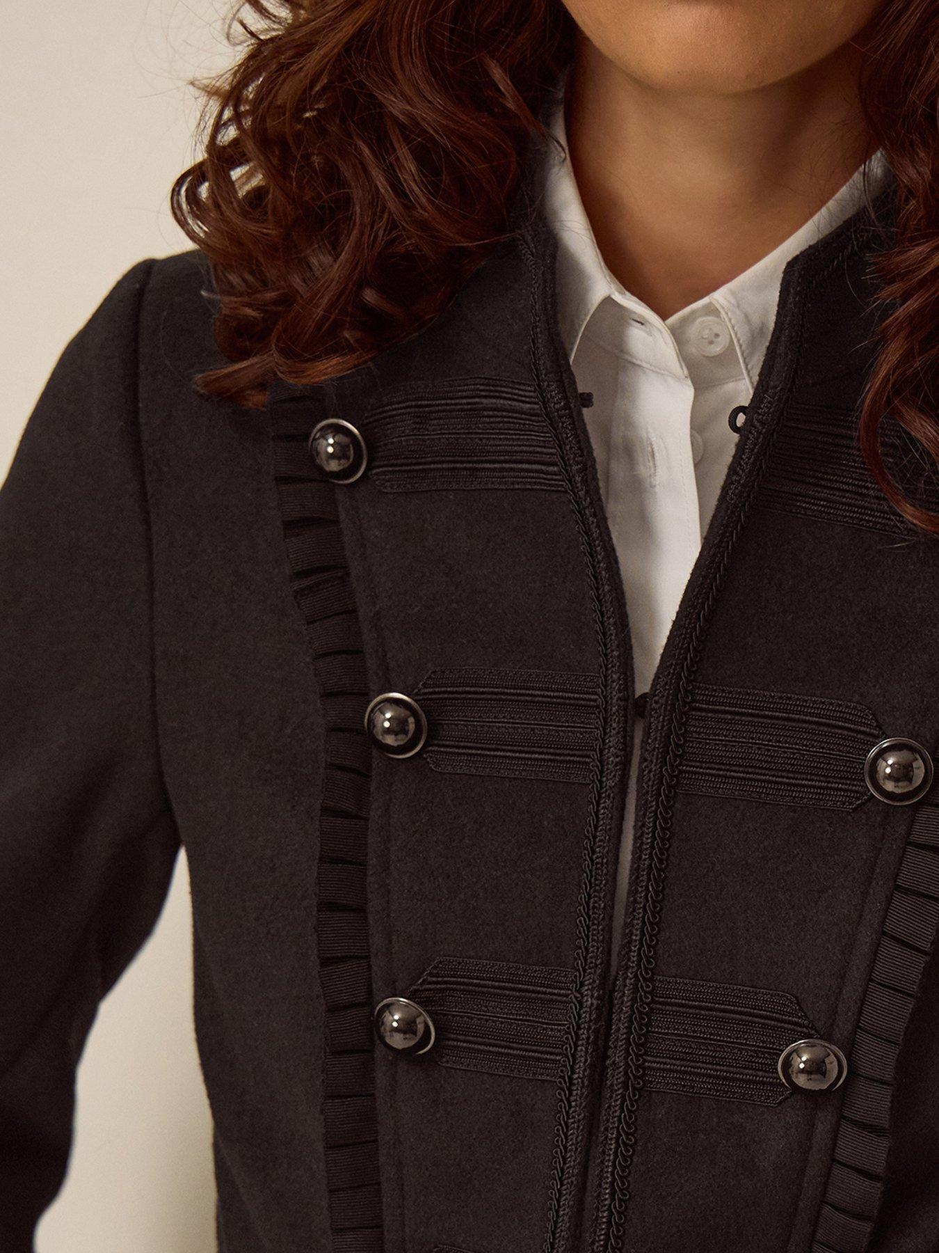 Image 4 of 5 of Monsoon Womens Mallory Funnel Neck Shaped Seam Military Jacket - Black