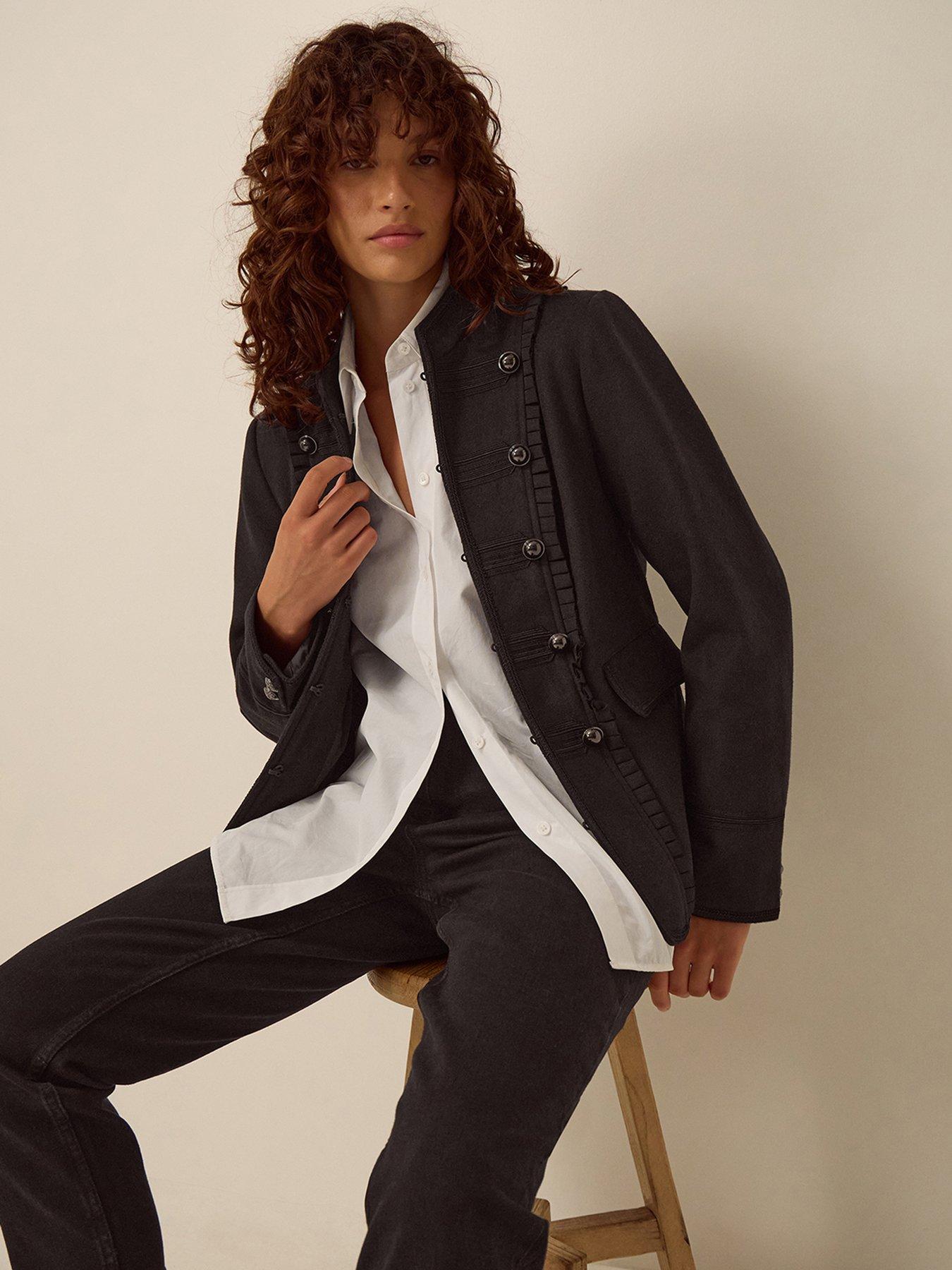 Image 5 of 5 of Monsoon Womens Mallory Funnel Neck Shaped Seam Military Jacket - Black