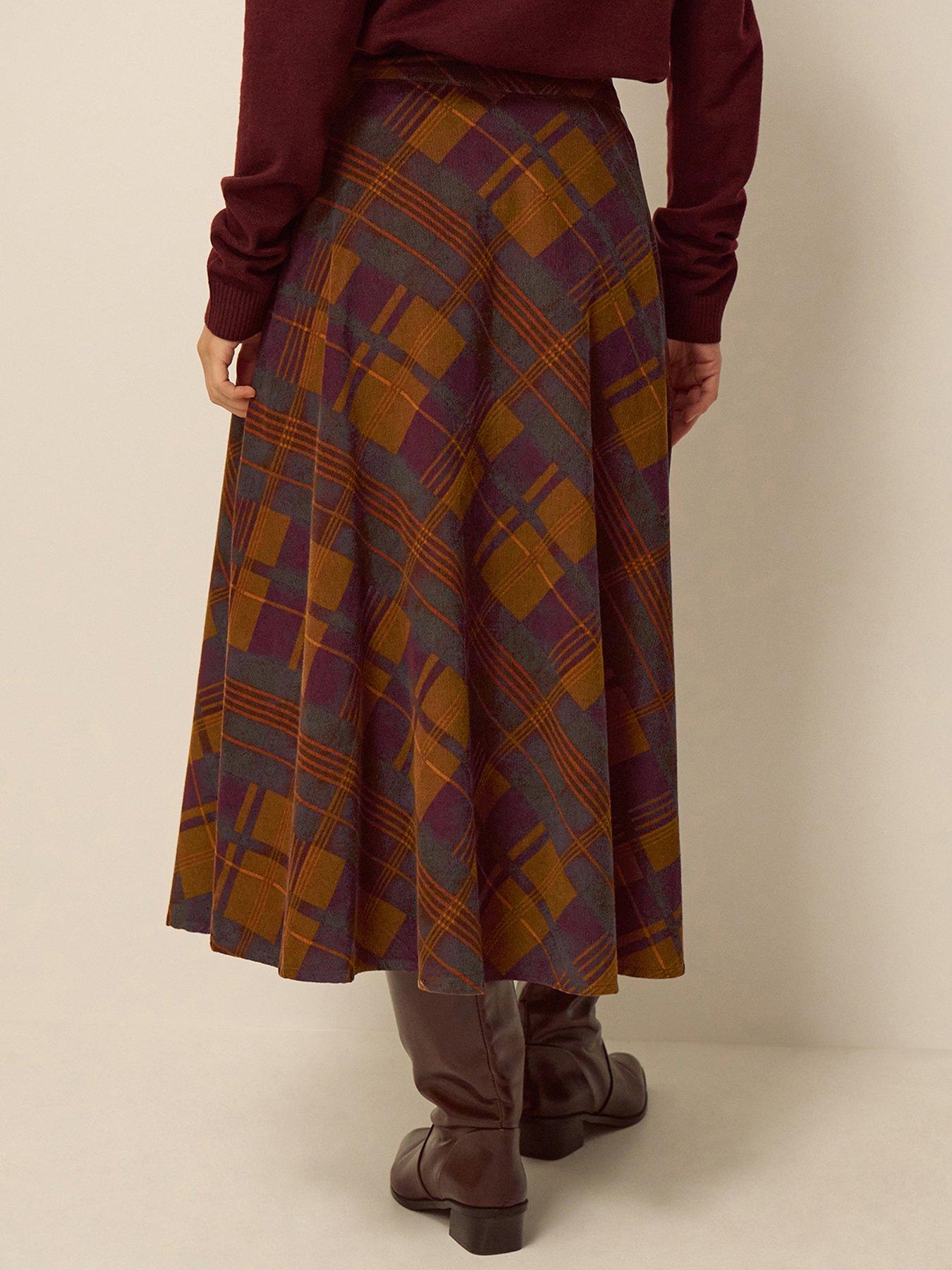 Image 2 of 4 of Monsoon Womens Cord A-Line Midi Skirt - Brown