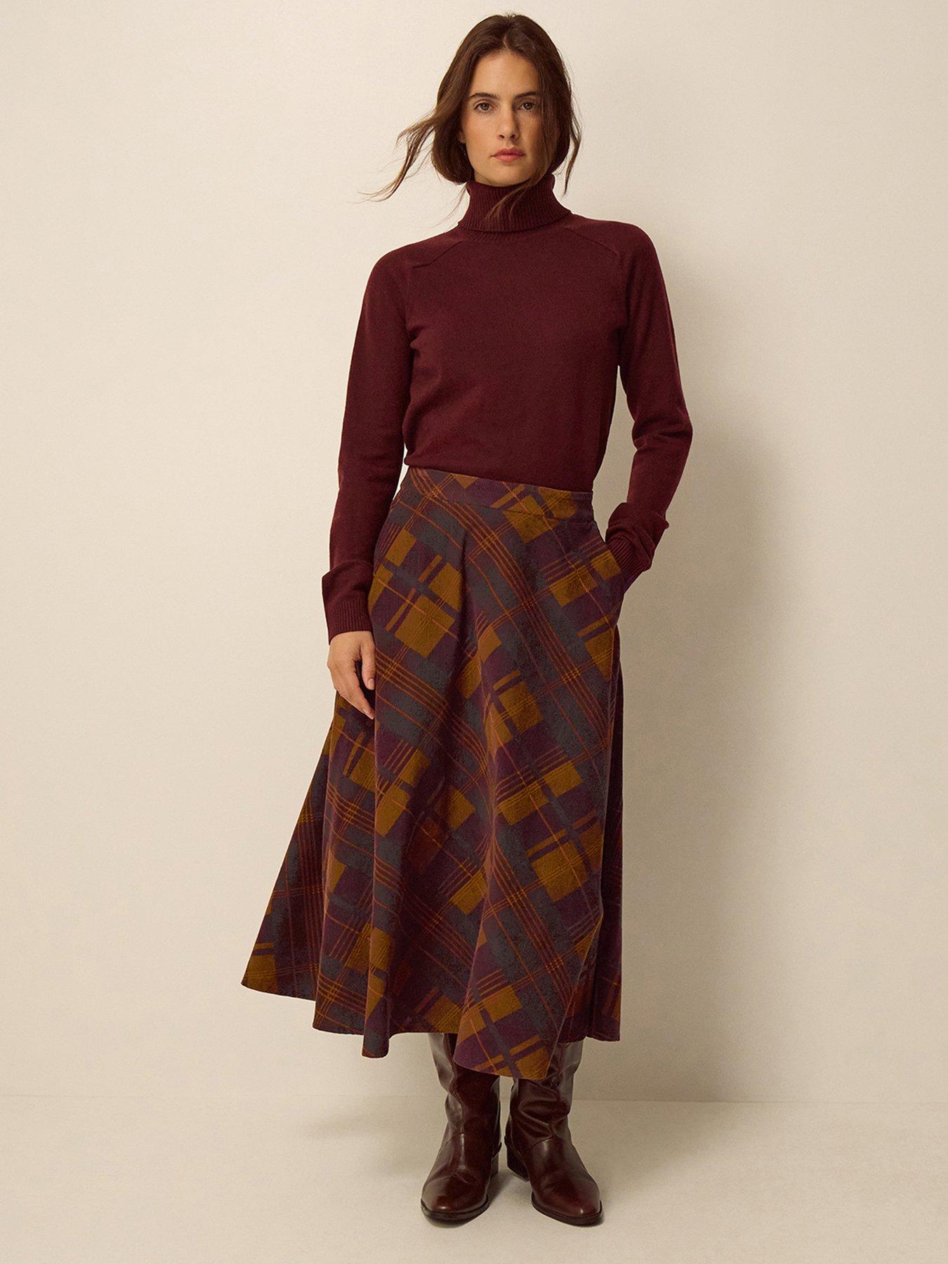 Image 3 of 4 of Monsoon Womens Cord A-Line Midi Skirt - Brown
