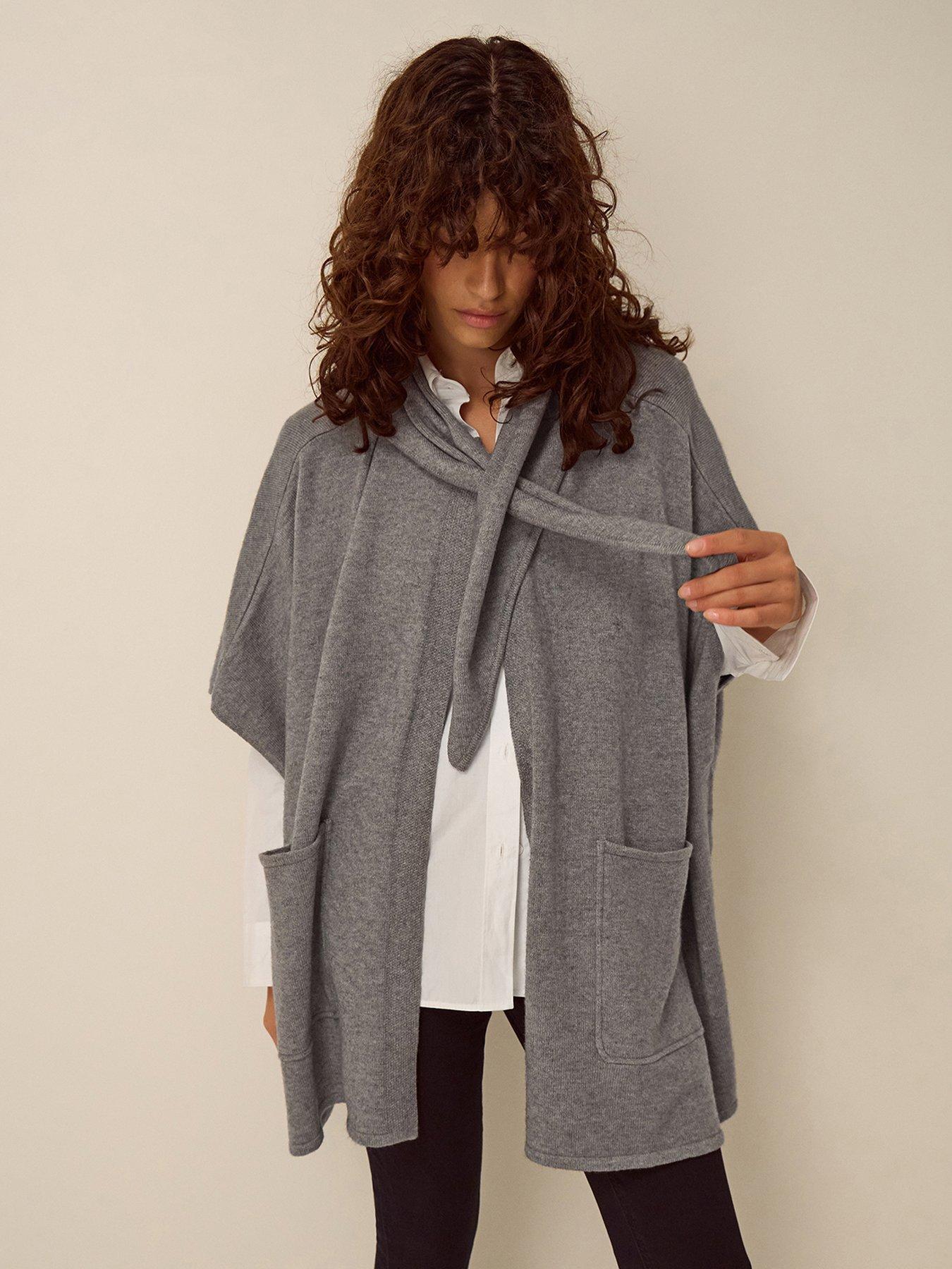 Image 1 of 5 of Monsoon Womens Samia Soft-Touch Knitted Cape - Grey