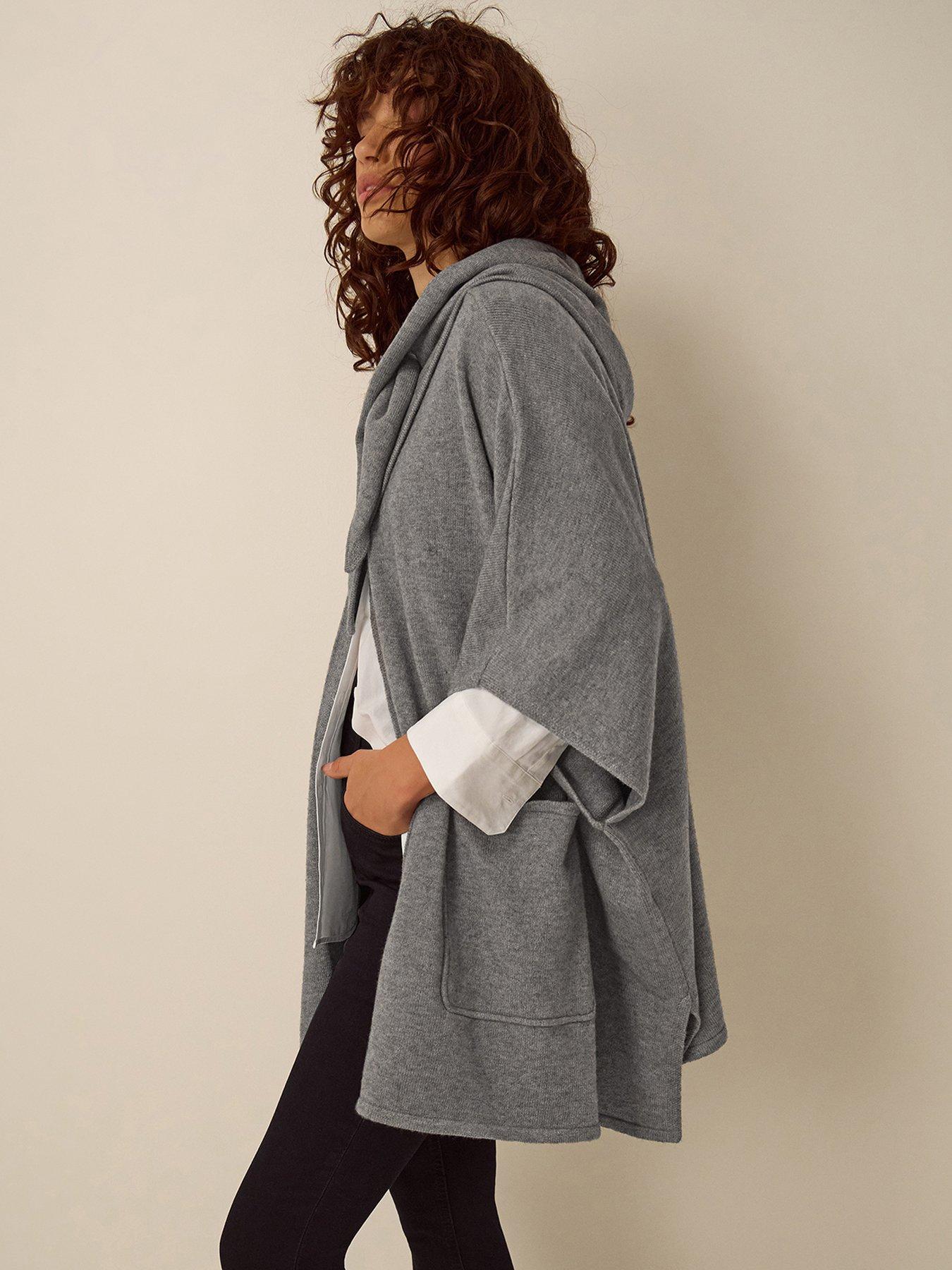 Image 3 of 5 of Monsoon Womens Samia Soft-Touch Knitted Cape - Grey