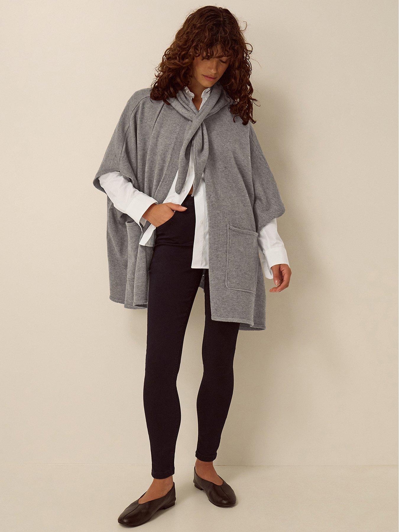 Image 4 of 5 of Monsoon Womens Samia Soft-Touch Knitted Cape - Grey