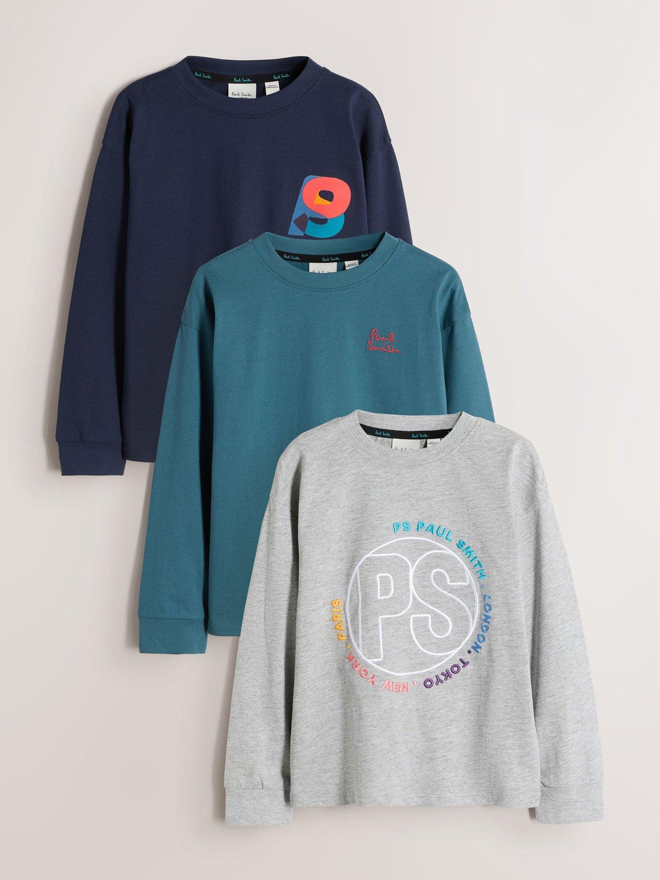 Paul Smith Junior Psjb 3pk Ls Gry Nvy Graph
