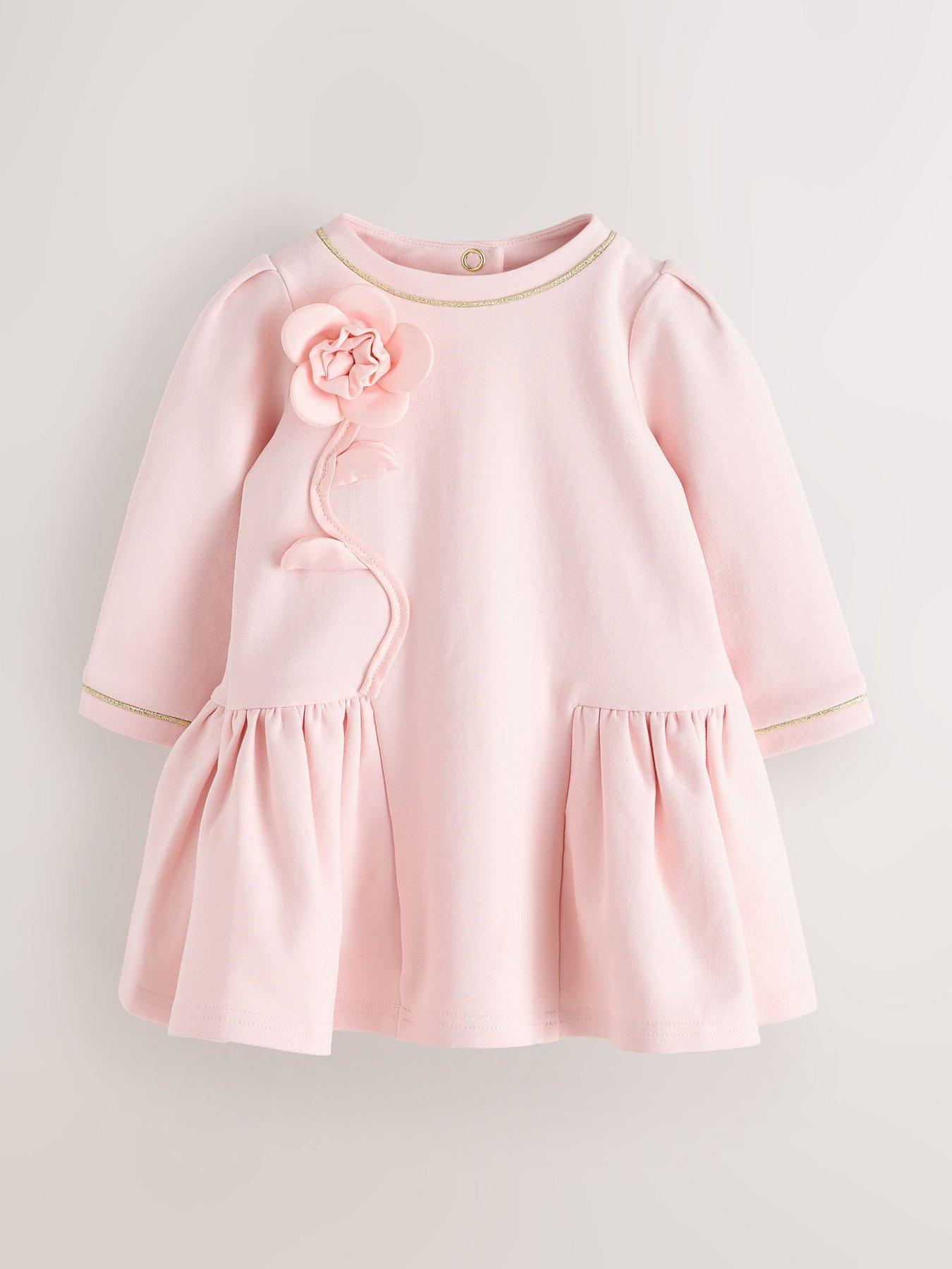 Ted Baker Baby Girls Long Sleeve Ponte 3D Flower Dress - Pink