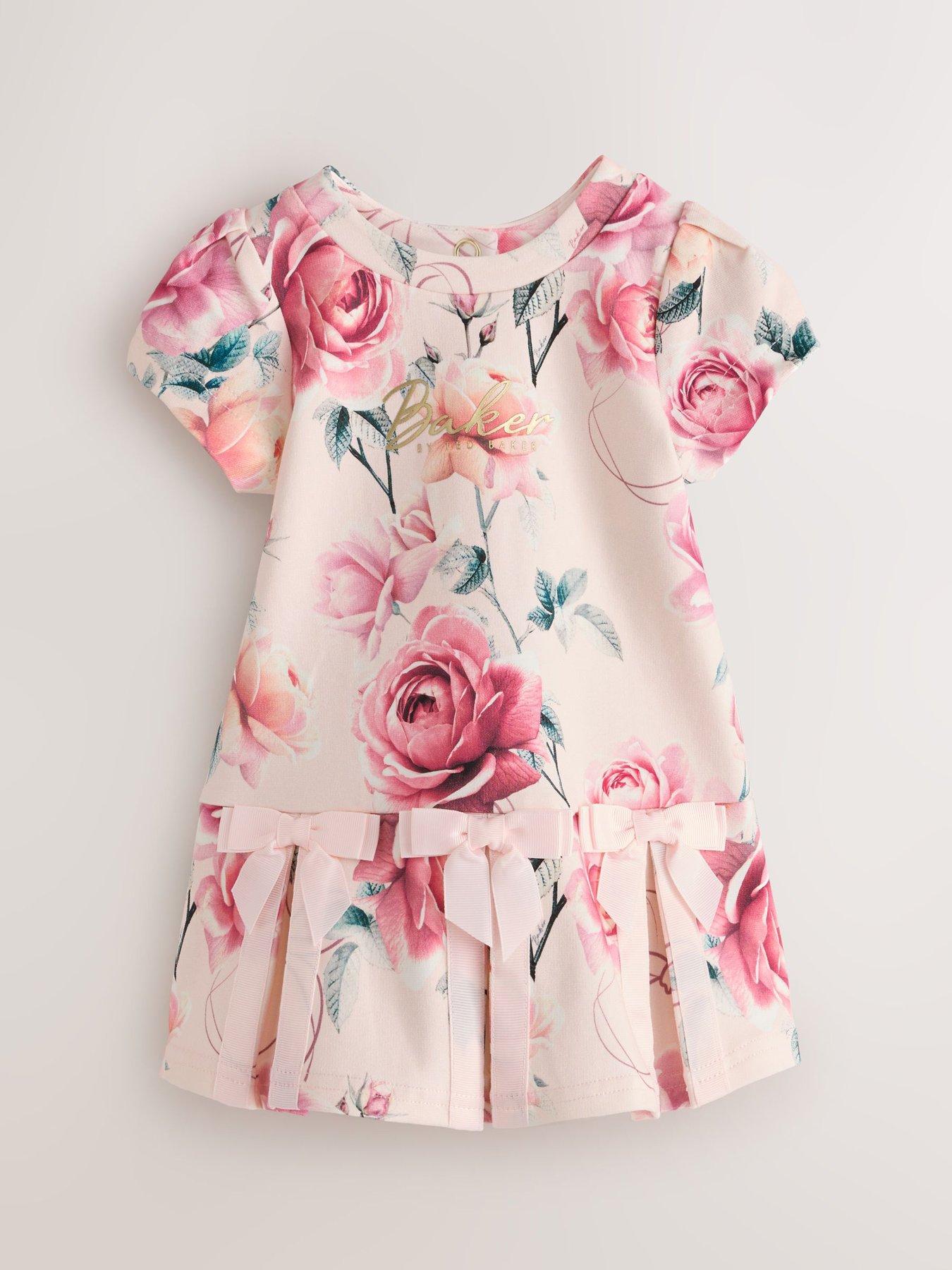 Ted Baker Baby Girls Short Sleeve Bow Ponte Dress - Pink