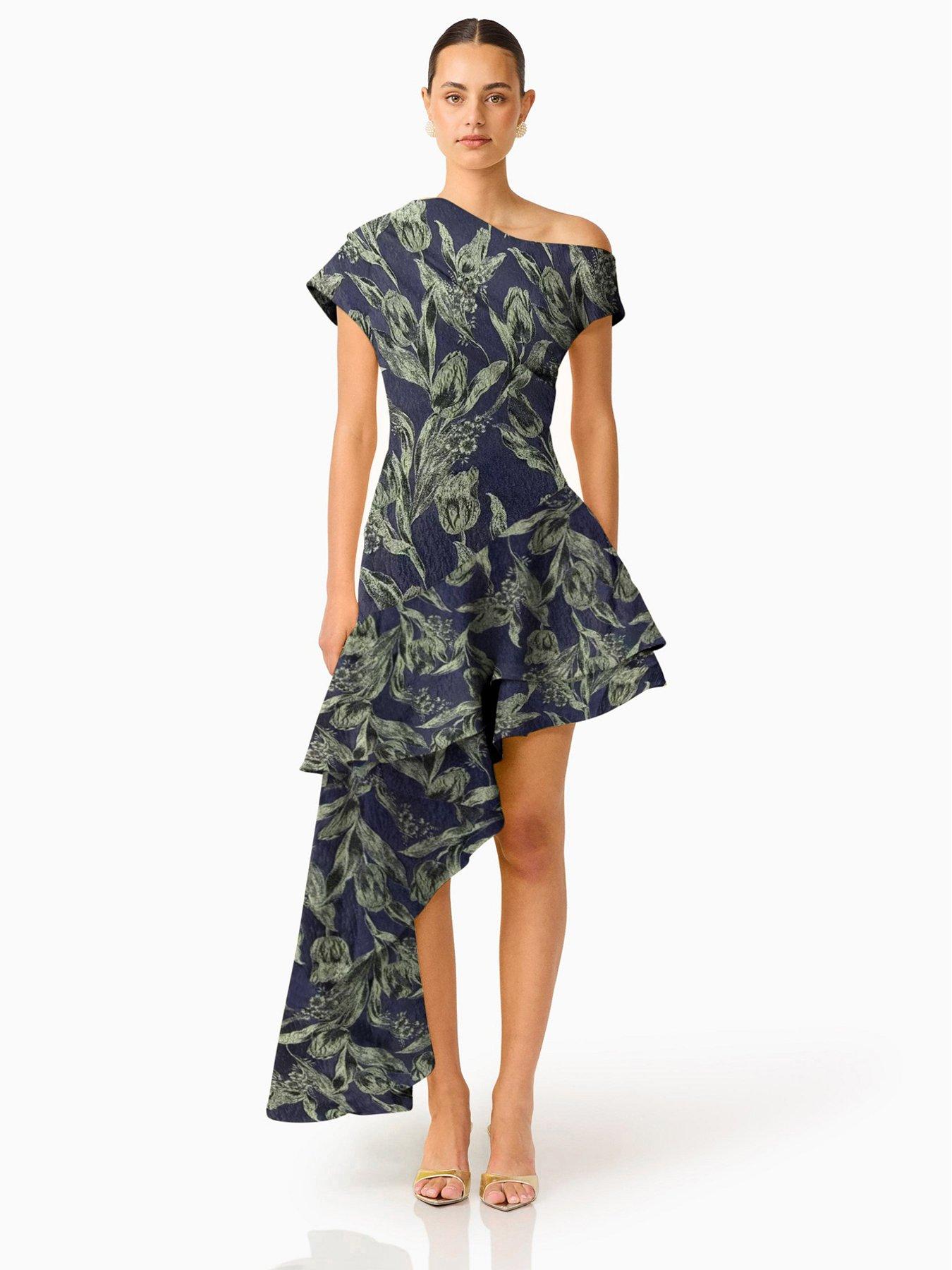 Elliatt Luella One Shoulder With Ruffle Detailing Gown - Blue