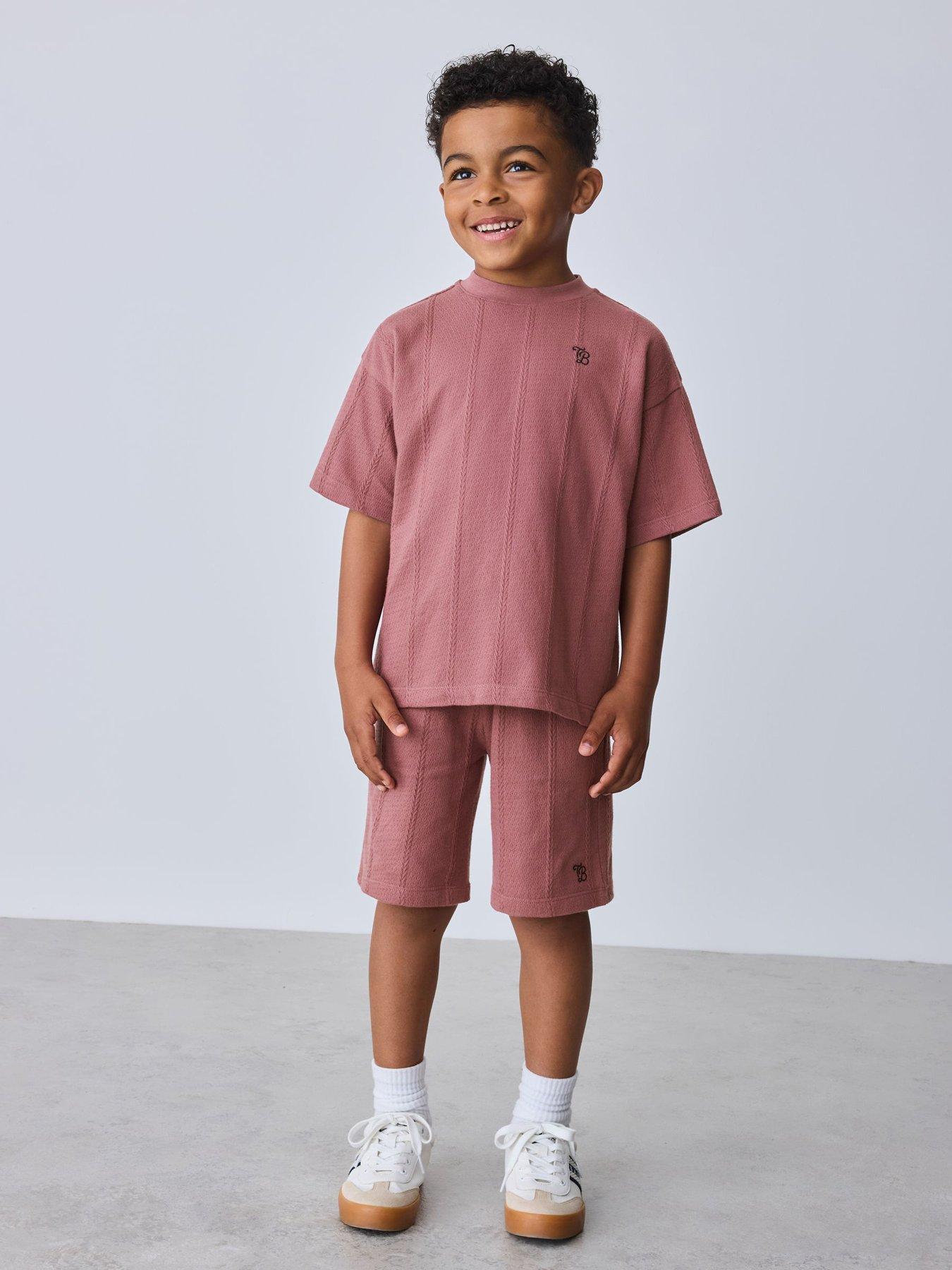 Ted Baker Boys Textured T-shirt And Shorts Set - Red