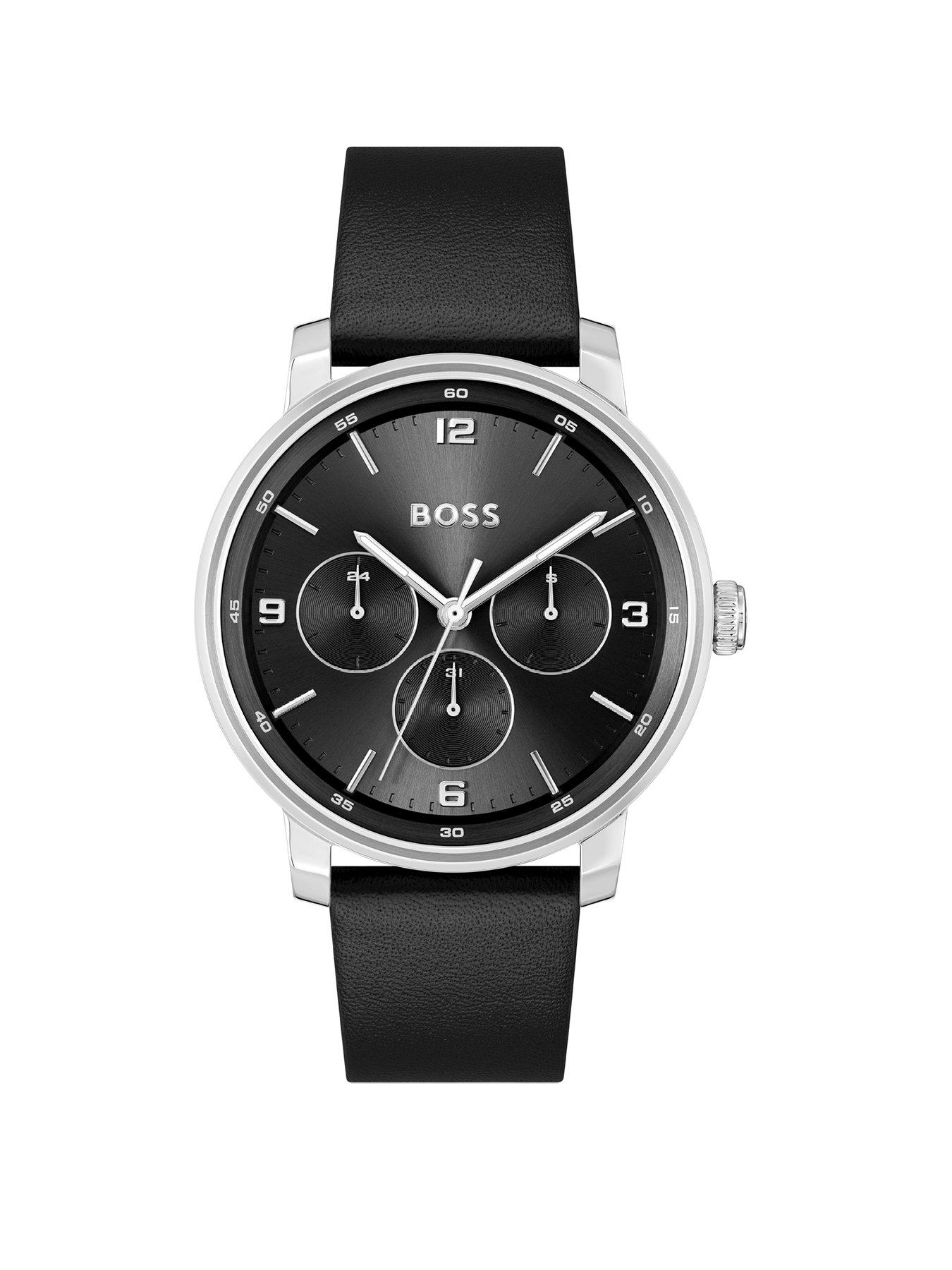 Image 1 of 6 of BOSS Boss Watches Men's CONTENDER 44MM Black Dial BLACK LEATHER Strap