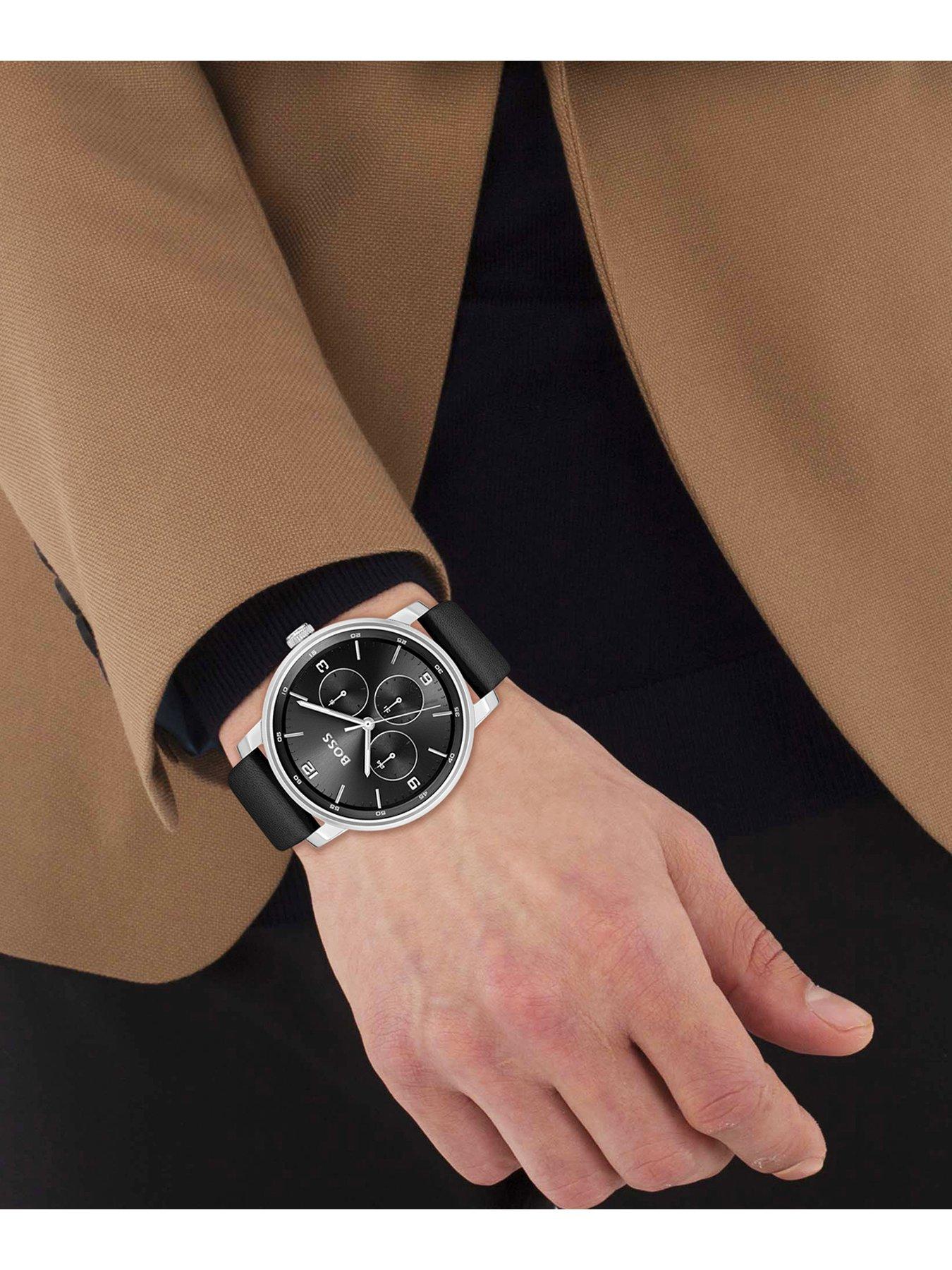 Image 4 of 6 of BOSS Boss Watches Men's CONTENDER 44MM Black Dial BLACK LEATHER Strap